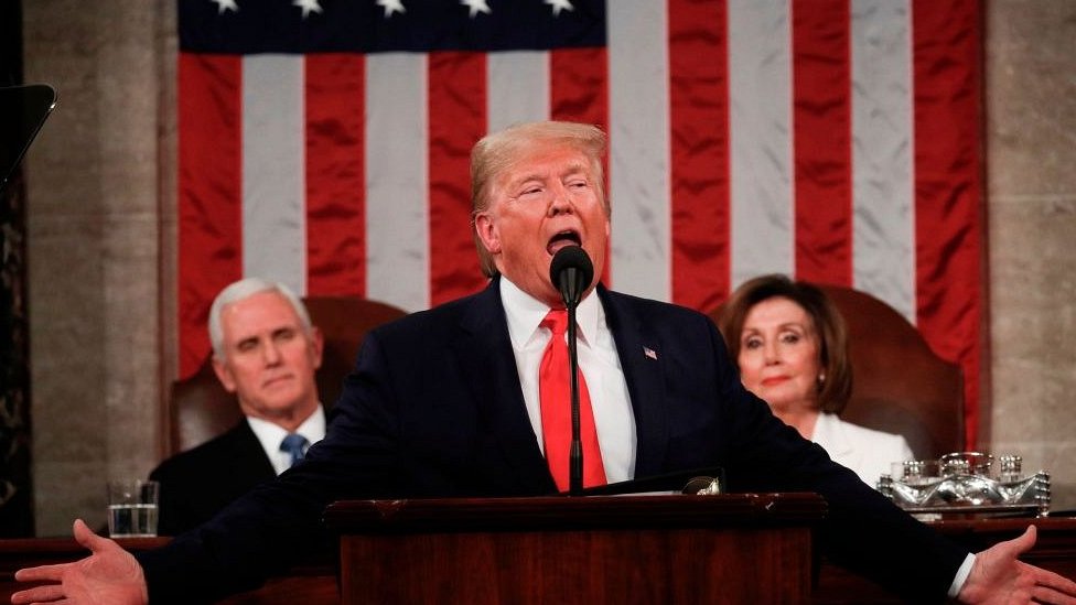 Donald Trump presumió del estado de la economía del país. (Foto Prensa Libre: Getty Images)