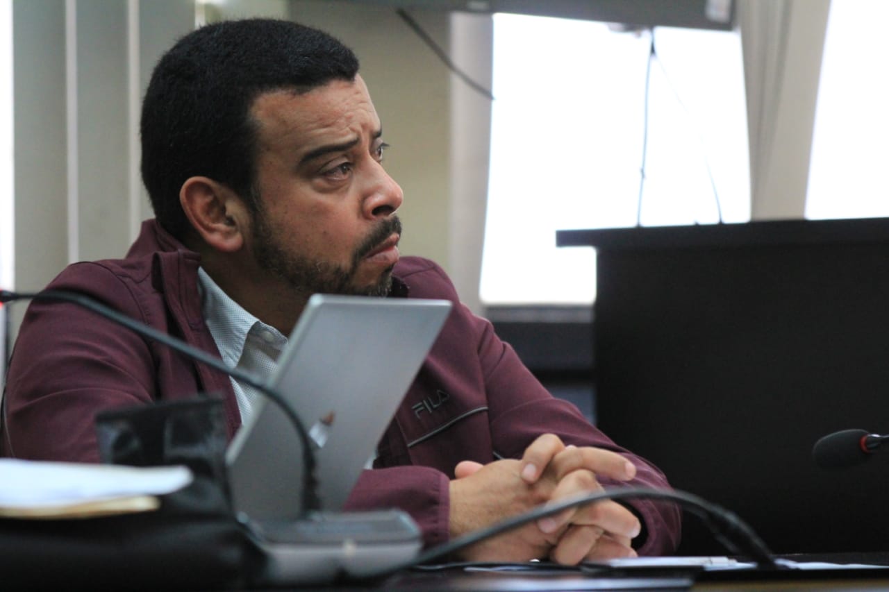 Rubén Rolando Pérez Bethancourt, en la audiencia de primera declaración. (Foto Prensa Libre)