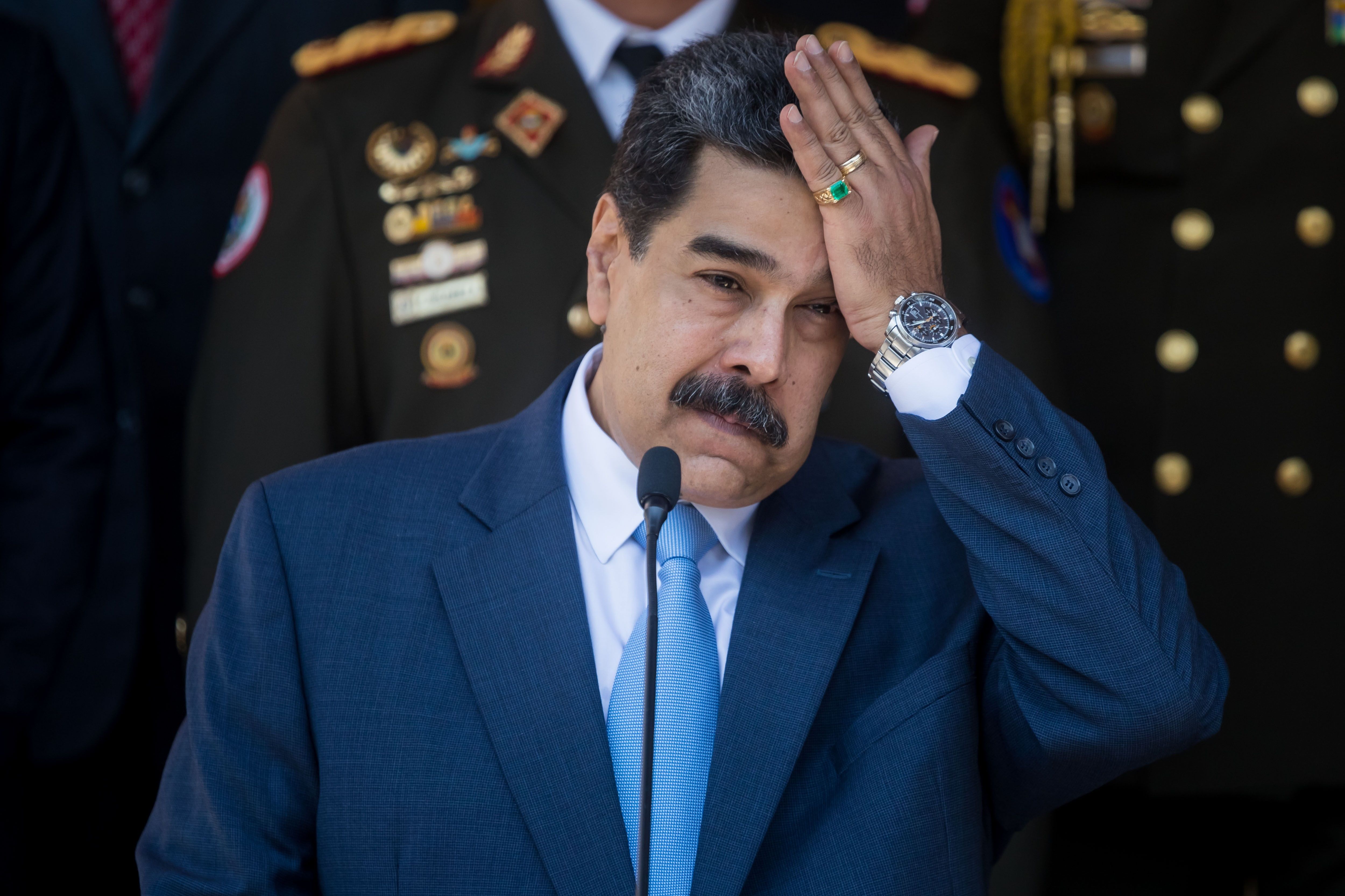 Fotografía de archivo del 12 de marzo de 2020 del presidente de Venezuela, Nicolás Maduro, durante una rueda de prensa en Caracas. (Foto Prensa Libre: EFE)