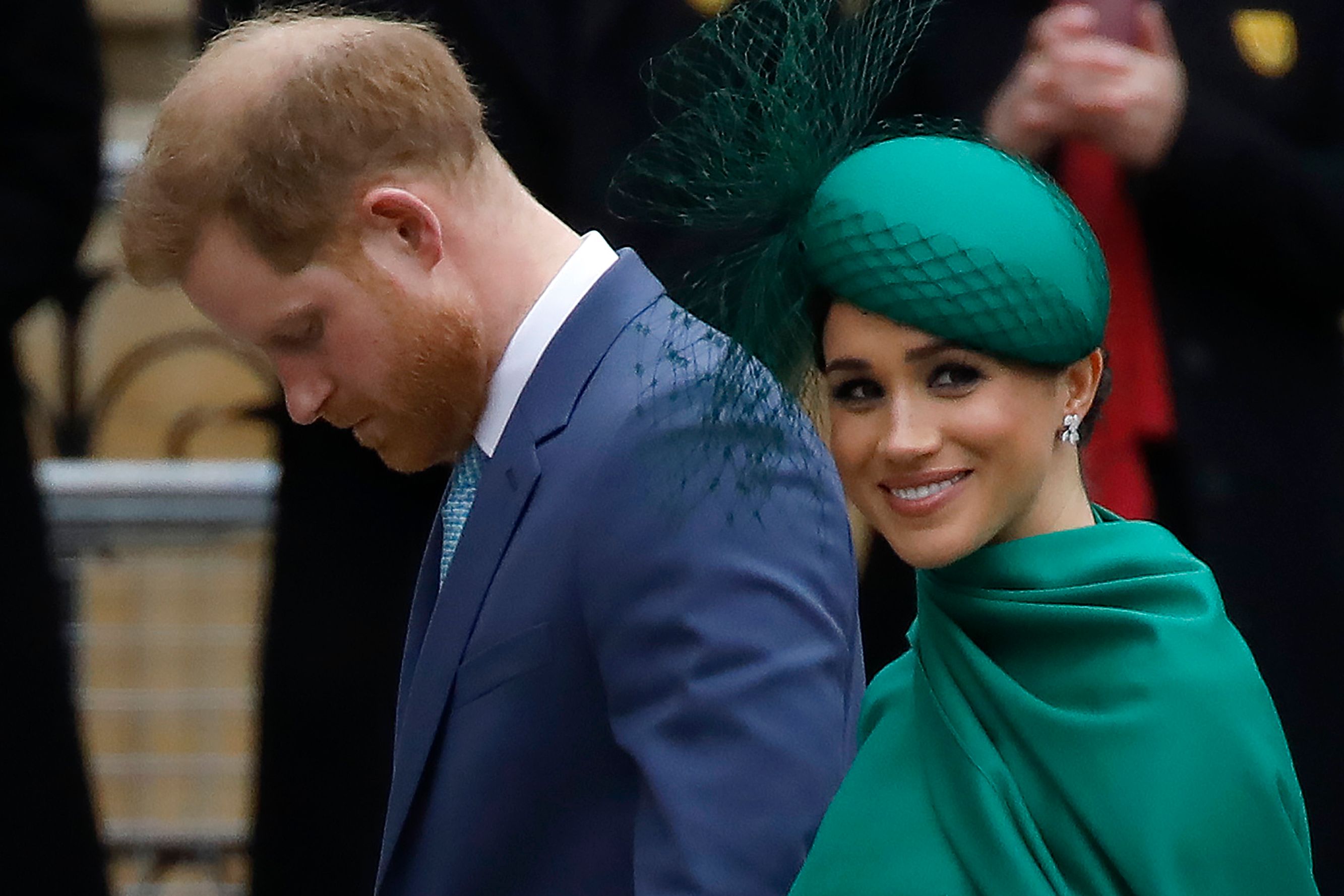 (FILES) In this file photo Britain's Prince Harry, Duke of Sussex, (L) and Meghan, Duchess of Sussex arrive to attend the annual Commonwealth Service at Westminster Abbey in London on March 09, 2020. - President Donald Trump said March 29, 2020 that the United States would not pay security costs for Prince Harry and his wife Meghan, appearing to confirm that the royal couple have moved to live in California.They reportedly flew by private jet from Canada to Los Angeles before the border between the two countries closed because of the deadly coronavirus outbreak. (Photo by Tolga AKMEN / AFP)