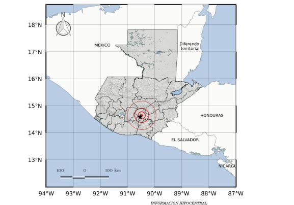 Mapa muestra epicentro del temblor de este martes 10 de marzo. (Imagen Conred).