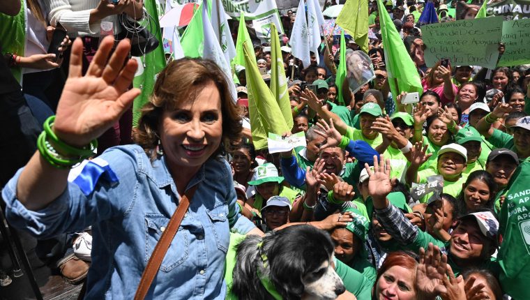 Sandra Torres durante un mitin el 12 de agosto del 2019, cuando competía contra Alejandro Giammattei por la presidencia. (Foto Prensa Libre: Hemeroteca PL)