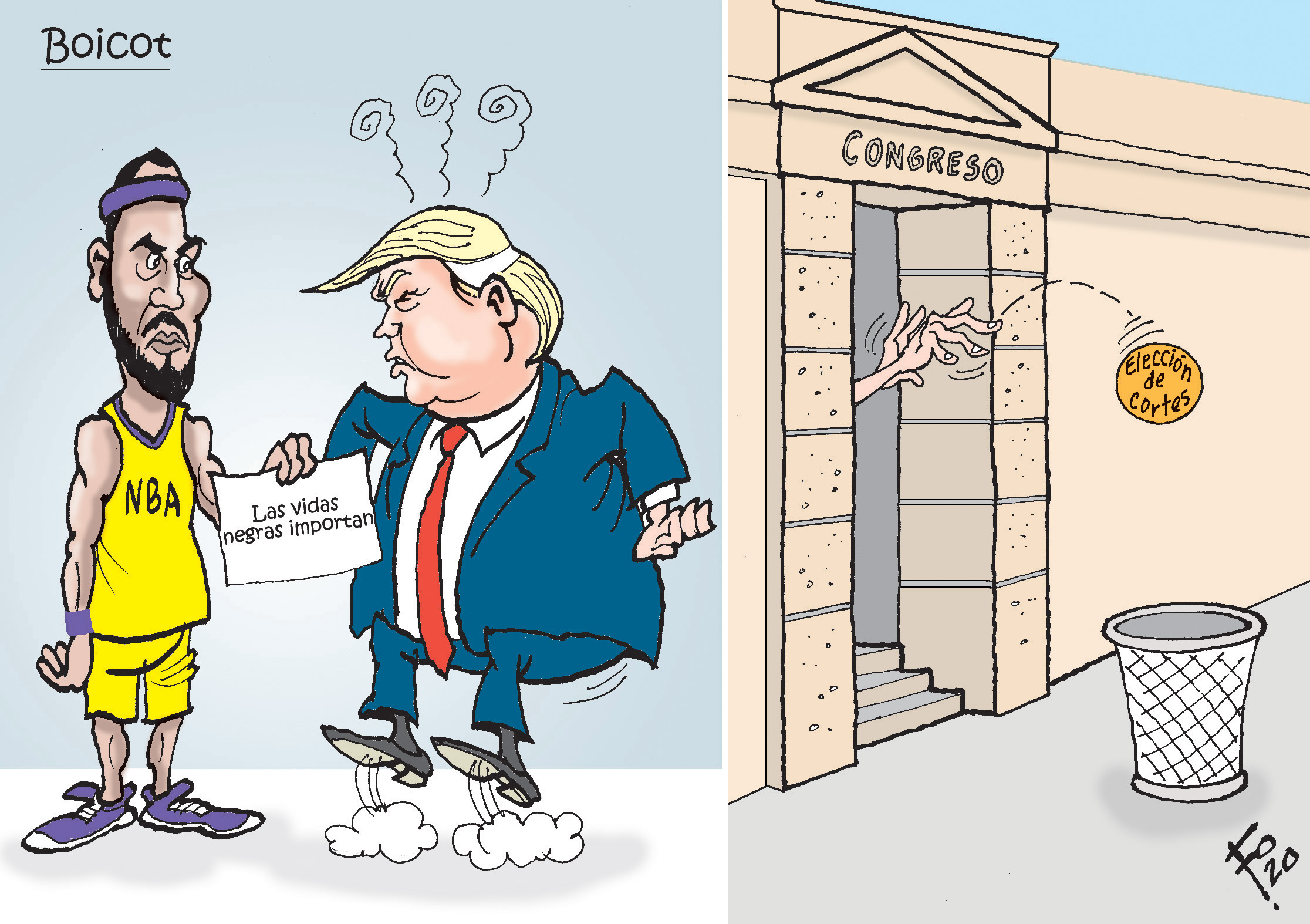 Personajes: Lebron James y Donald Trump.