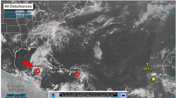 Vista satelital de la recién formada tormenta "Marco". (Foto: Insivumeh)