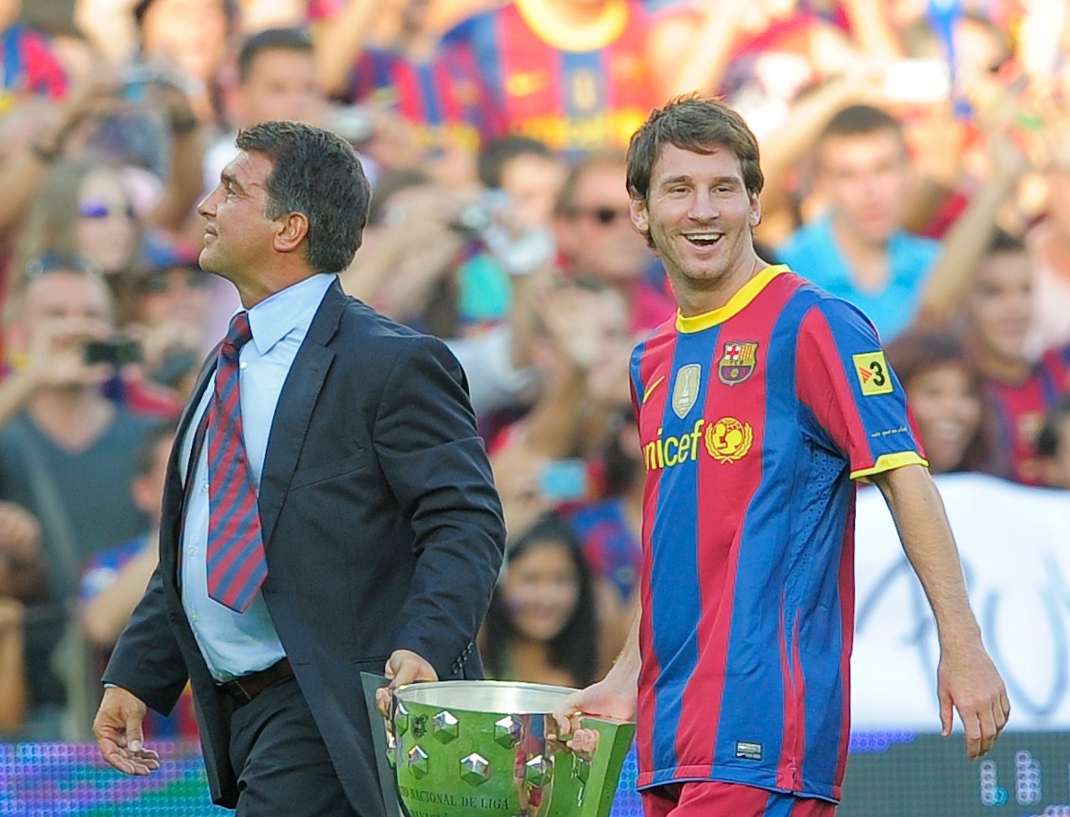 Joan Laporta y Leo Messi triunfaron juntos en el FC Barcelona. Foto Prensa Libre: Hemeroteca PL.