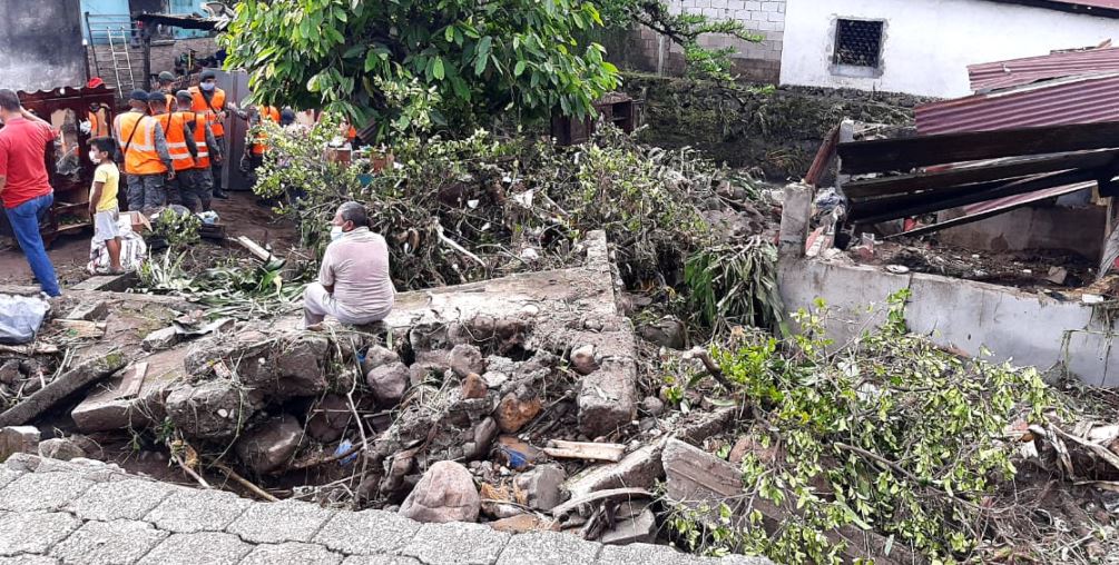 Una de las viviendas dañadas en Suchitepéquez, por la lluvia. (Foto Prensa Libre: Conred)