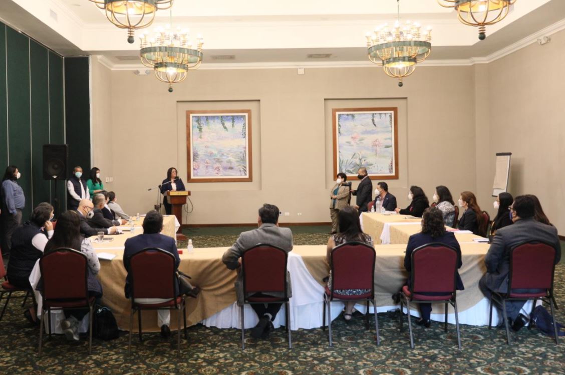 Reunión entre la ministra de Educación,  Claudia Ruiz, y directores de centros educativos privados de nivel preprimario, primario y medio. (Foto Prensa Libre: Mineduc)