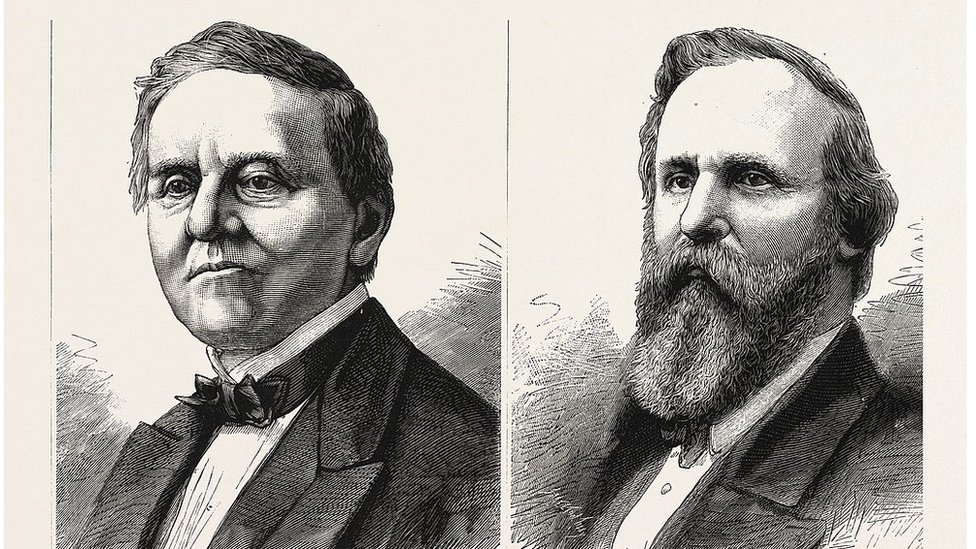 La elección de 1876 enfrentó al demócrata Samuel Tilden y al republicano Rutherford Hayes.