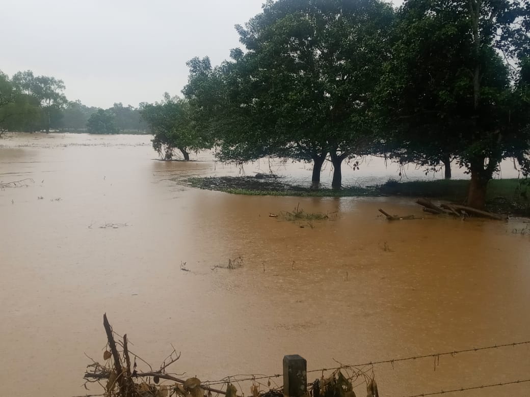 El río Motagua está aumentando su caudal y amenaza comunidades en Izabal. (Foto: Conred)