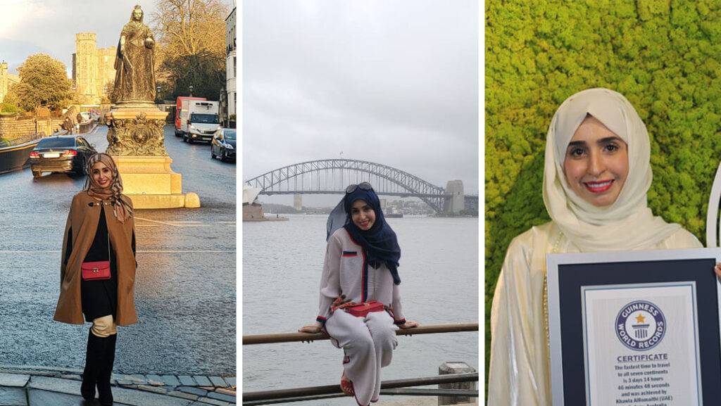 La mujer que logre el Record Guiness por viajar por todos los continentes del mundo en 3 días (Foto Prensa Libre: Guiness World Records)