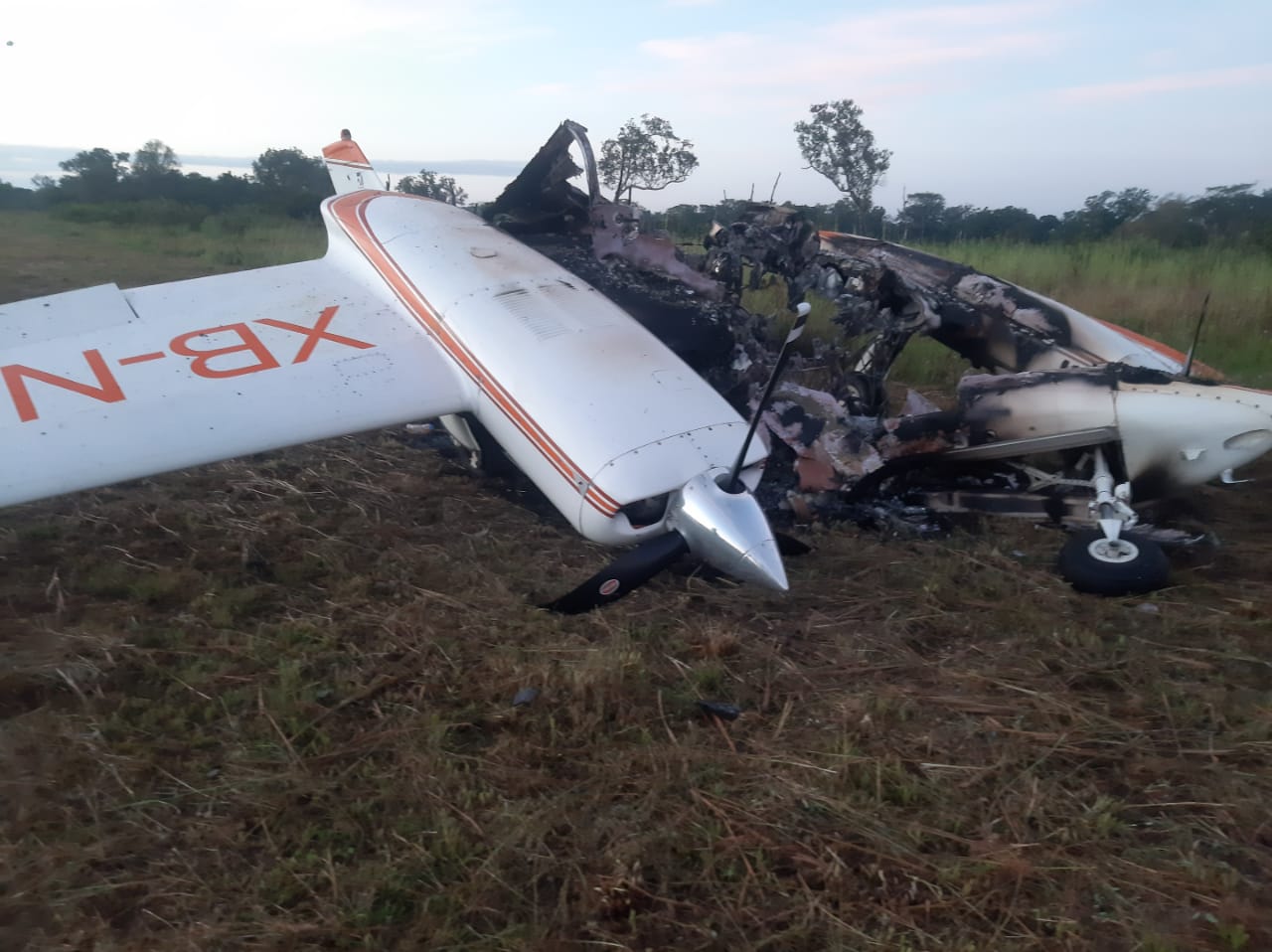 La aeronave incinerada fue localizada a las 10:00 horas este 30 de diciembre en Petén. Foto Prensa Libre: Ejército. 