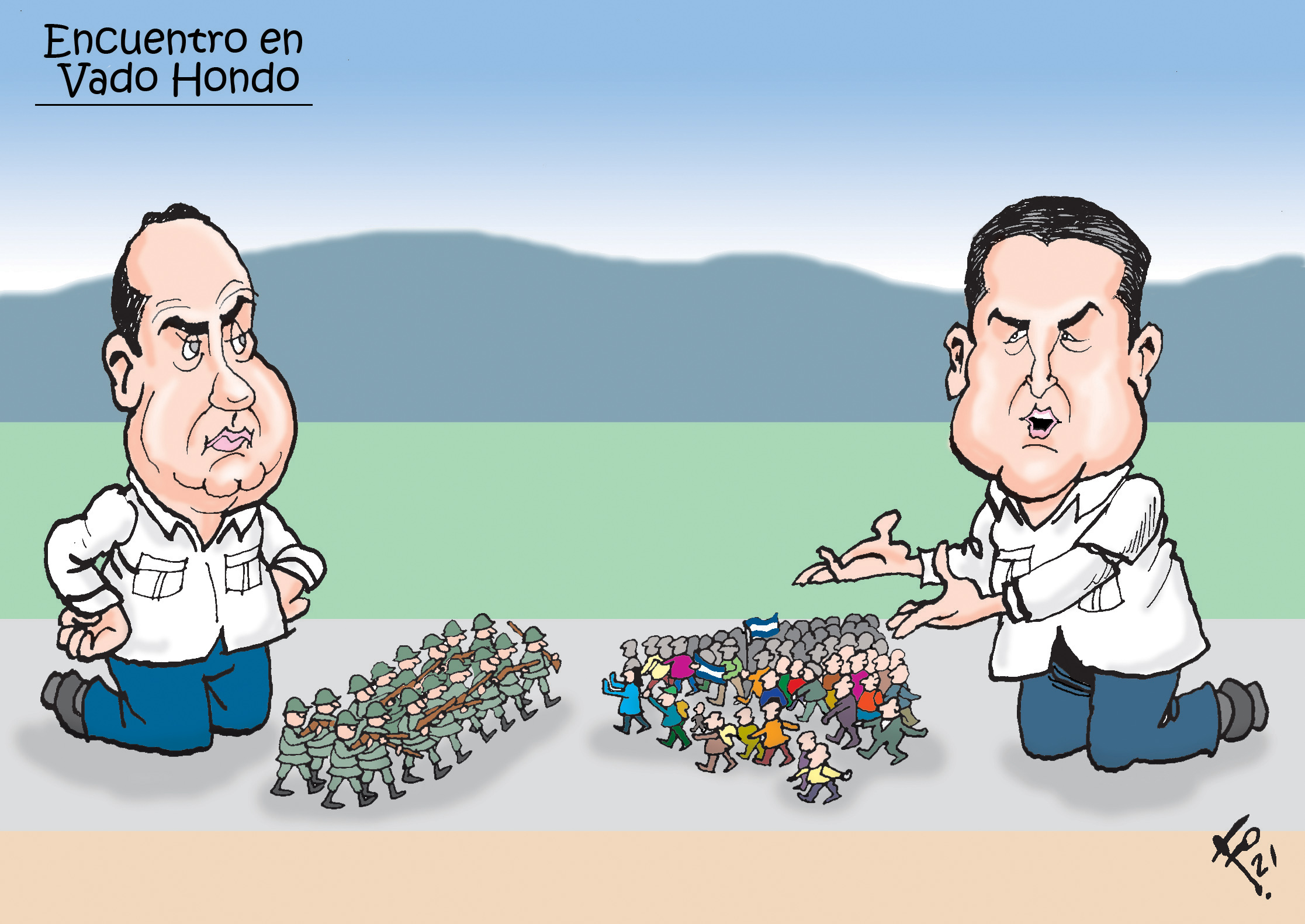 Personajes: Alejandro Giammattei y Orlando Hernández.