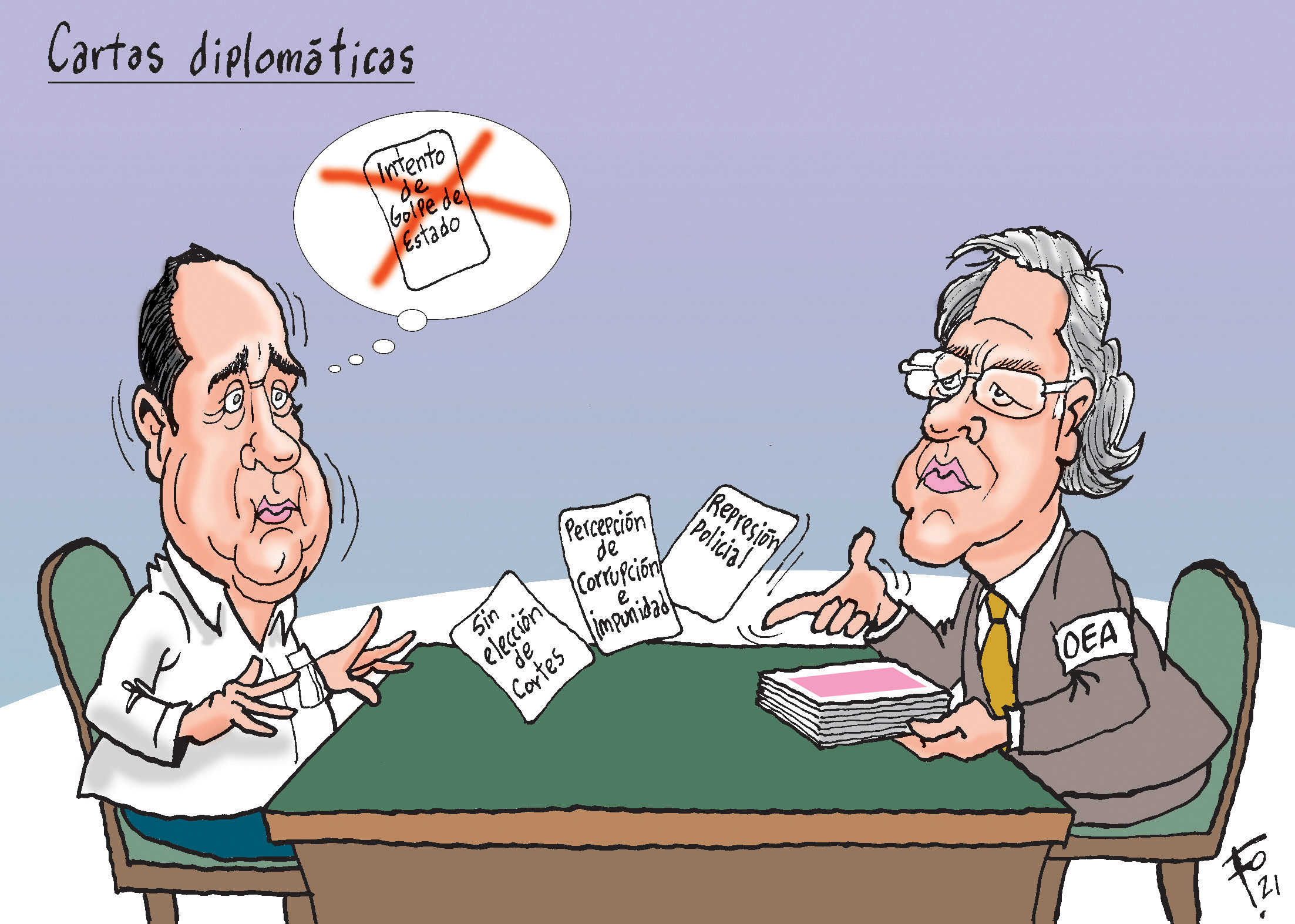 Personajes: Alejandro Giammattei y Luis Almagro.