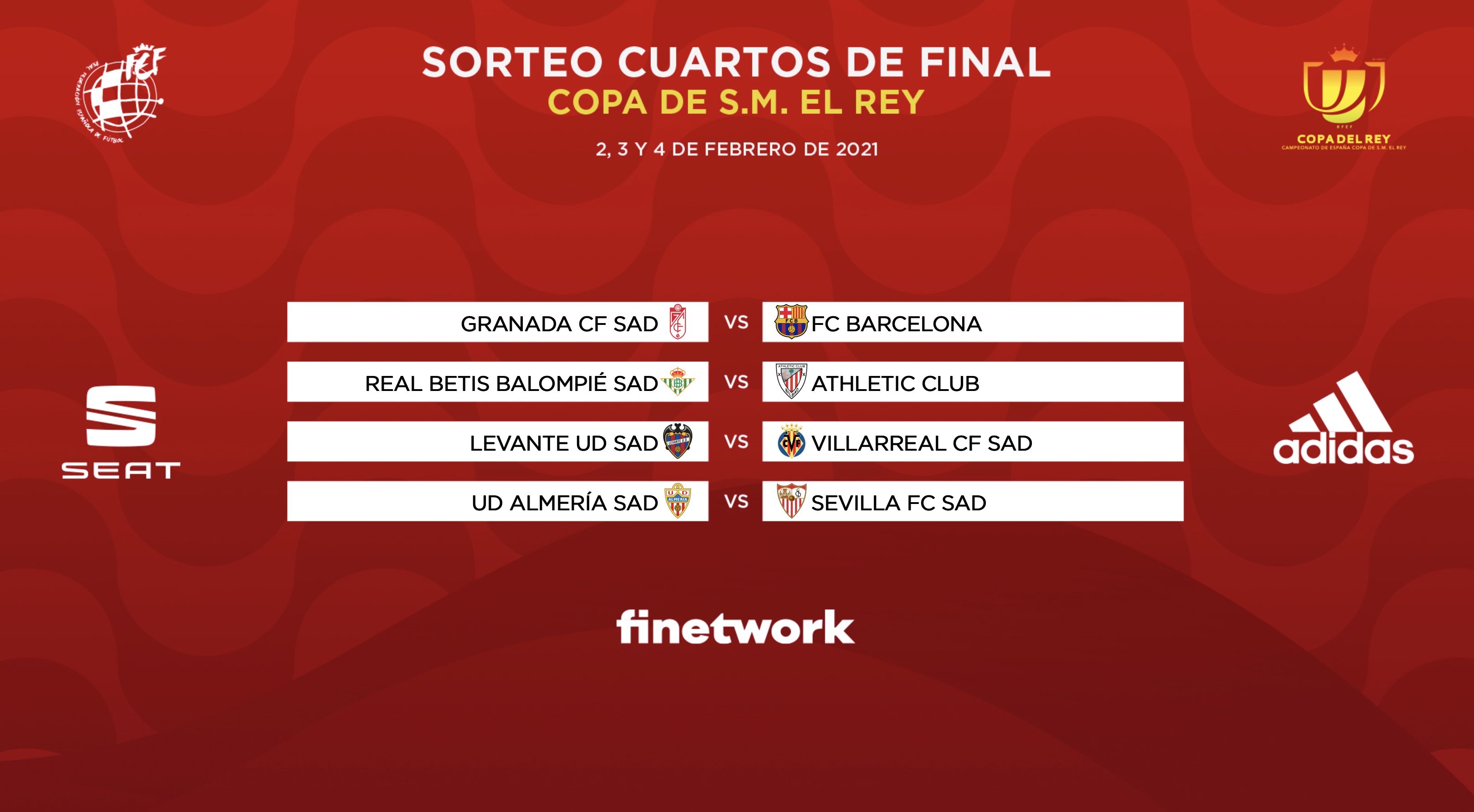 Así quedaron las llaves después del sorteo de la Copa del Rey. (Foto Prensa Libre: Twitter RFEF)