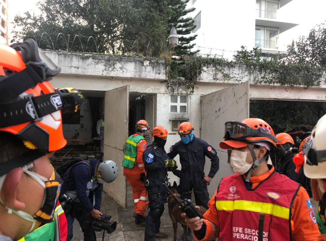 Cuerpos de socorro en el simulacro 4F este cuatro de febrero de 2021 en Guatemala. (Foto Prensa Libre: Andrea Domínguez)