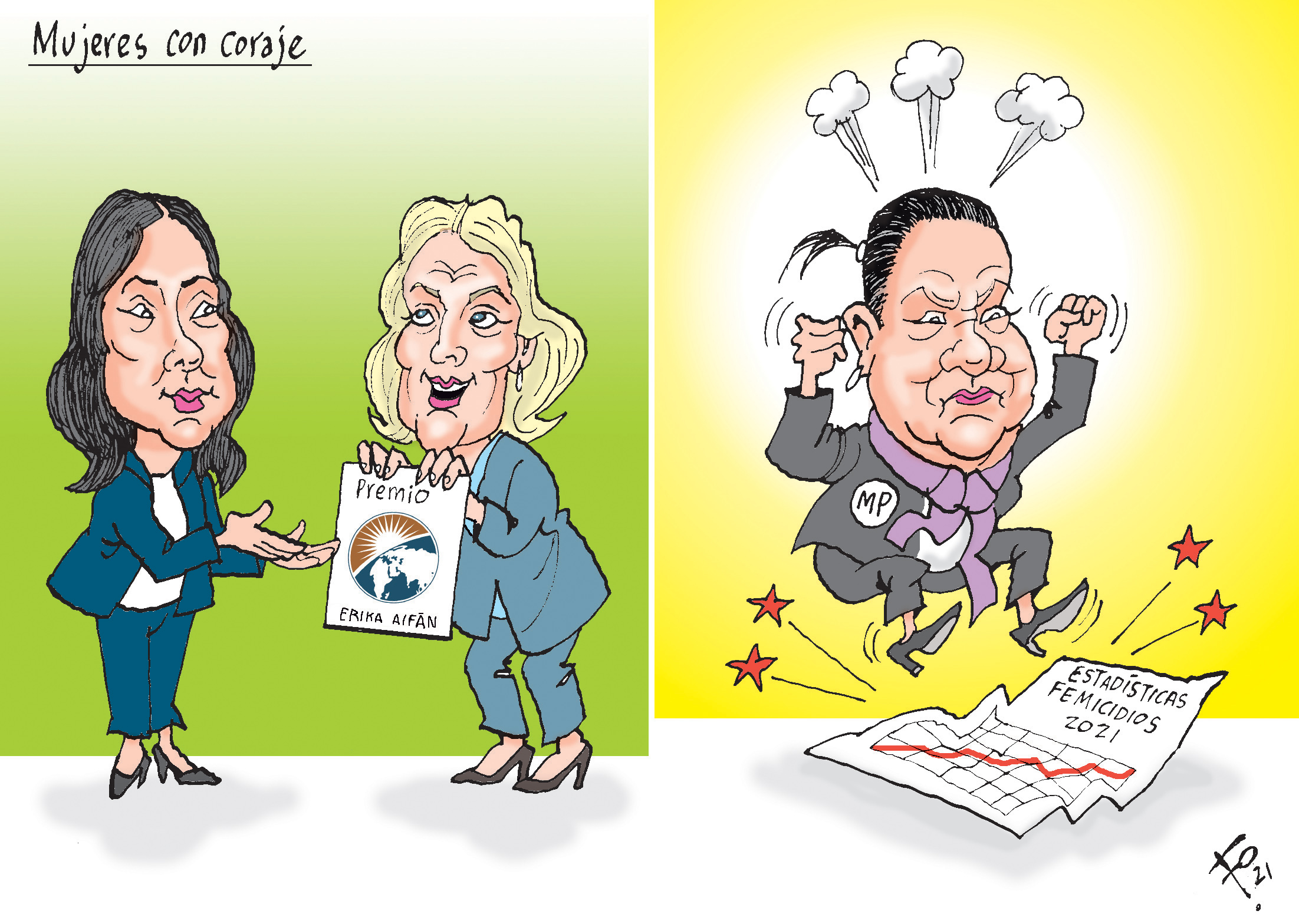 Personajes: Erika Aifán, Jill Biden y Consuelo Porras.