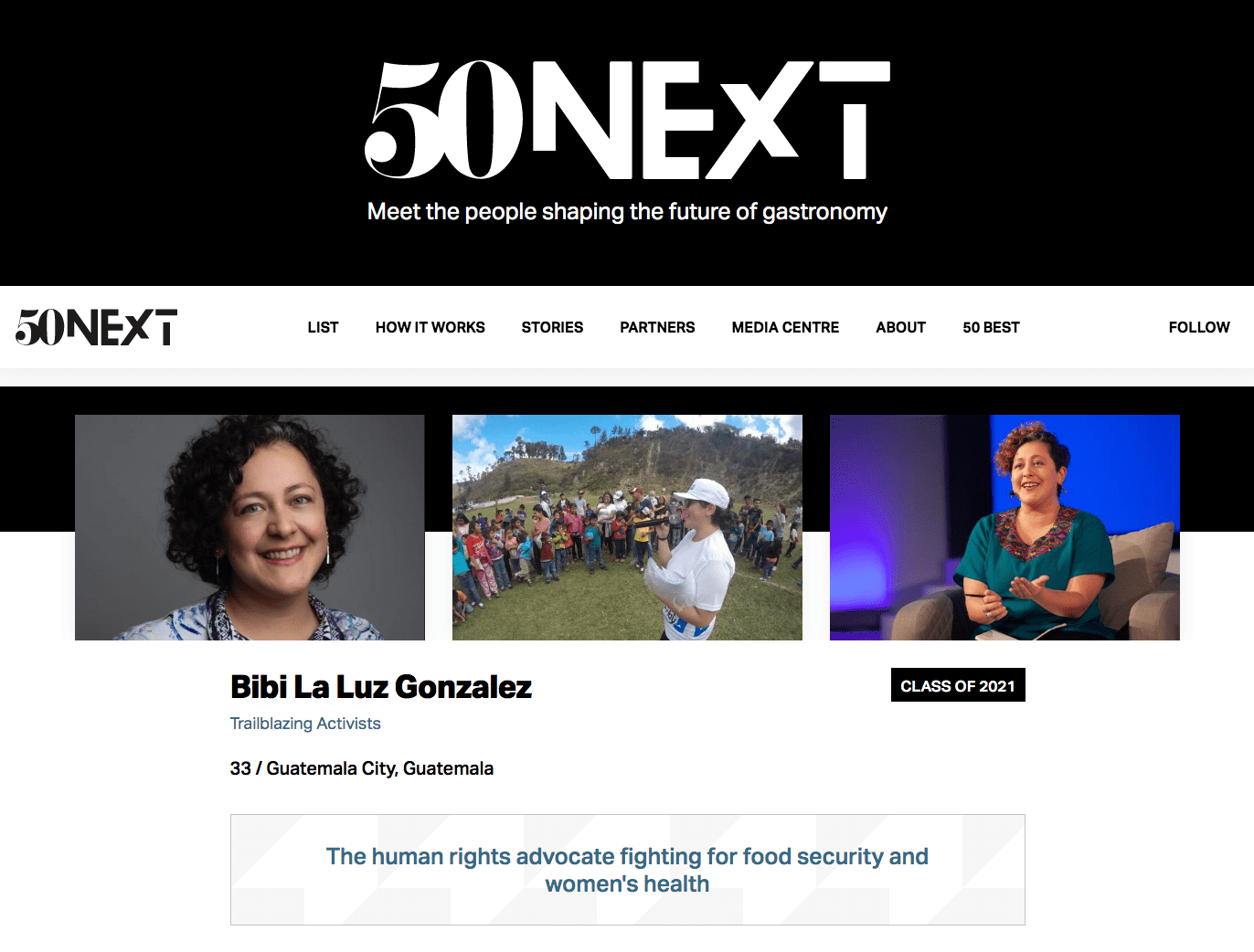 Bibi la Luz es una guatemalteca seleccionada en el listado de los 50 Next.  El listado busca  inspirar, empoderar y conectar a la próxima generación de líderes,
rindiendo homenaje a estos jóvenes entre toda la diversidad de la gastronomía.  (Foto Prensa Libre: 50 Best Restaurants)