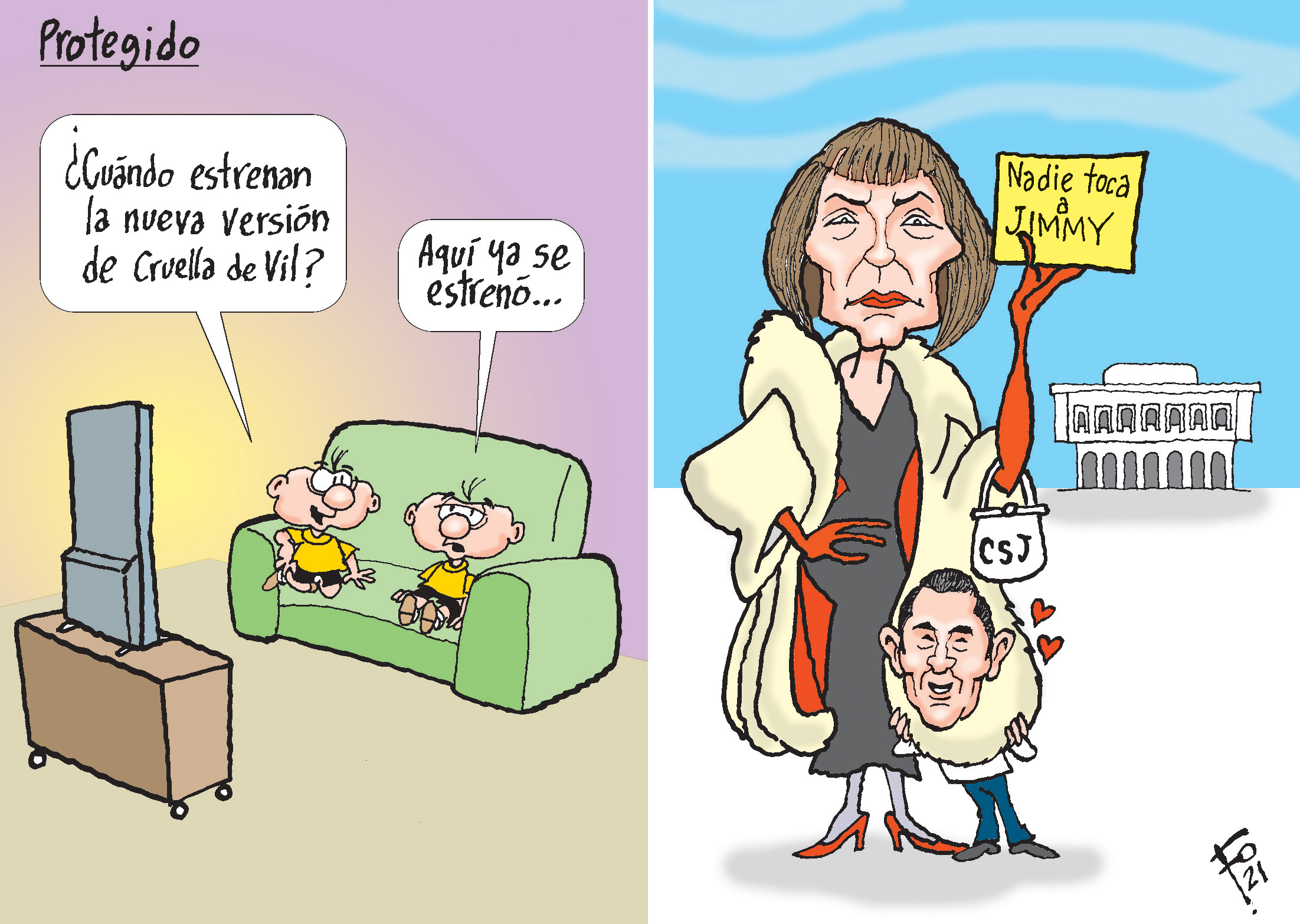 Personajes: Silvia Valdés y Jimmy Morales.