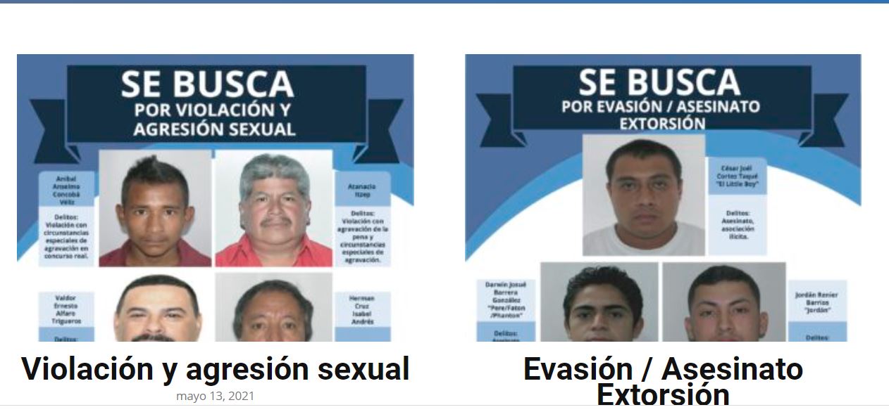 Algunos de los más buscados según el Ministerio de Gobernación. (Foto Prensa Libre: Mingob)