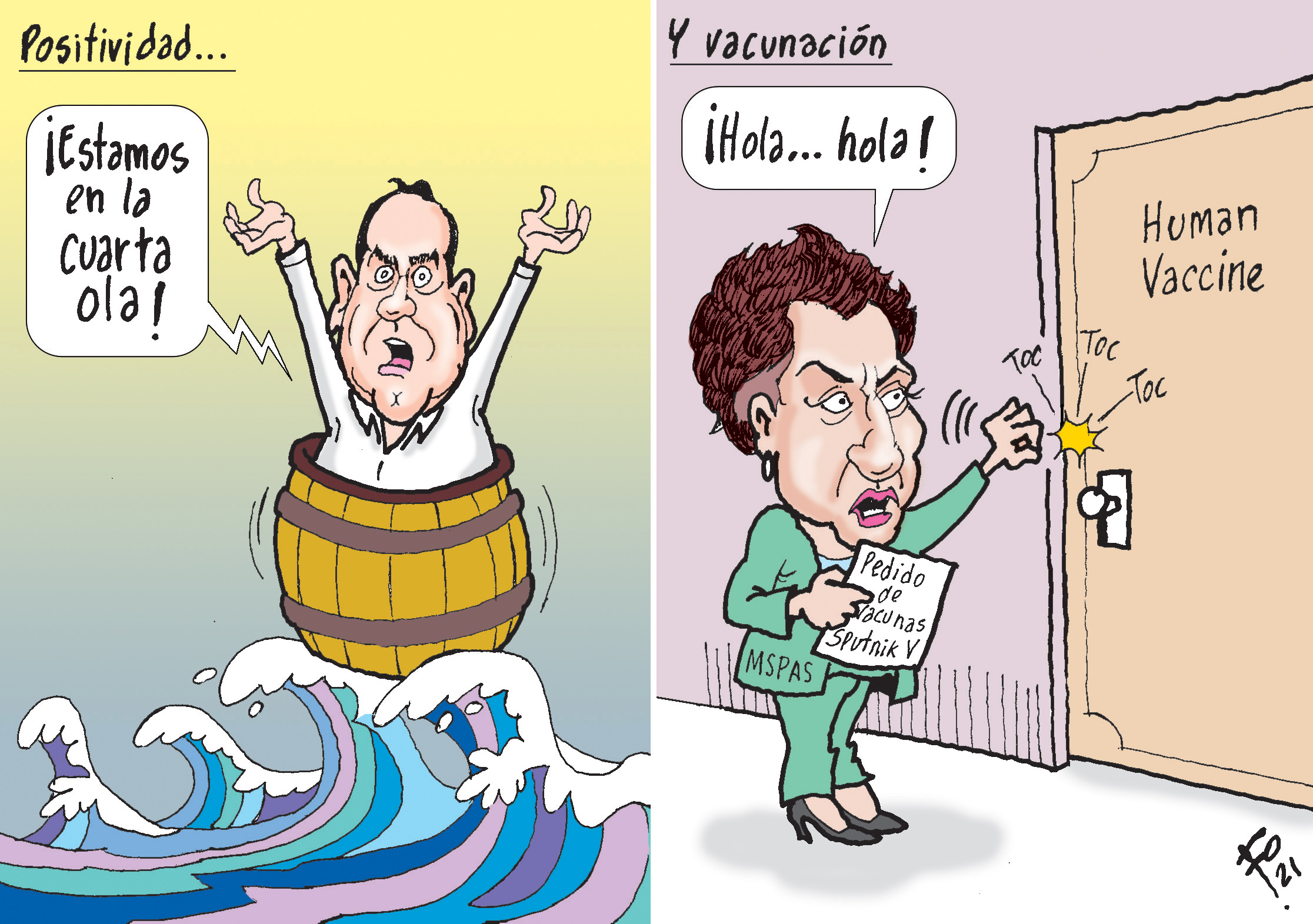 Personajes: Alejandro Giammattei y Amelia Flores.