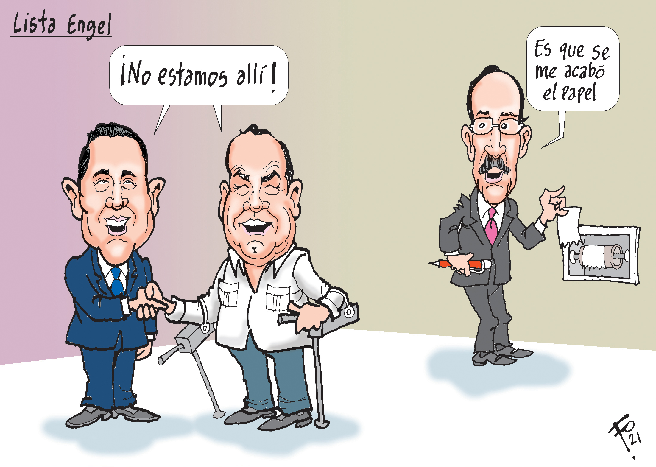 Personajes: Jimmy Morales, Alejandro Giammattei y Eliot Engel.