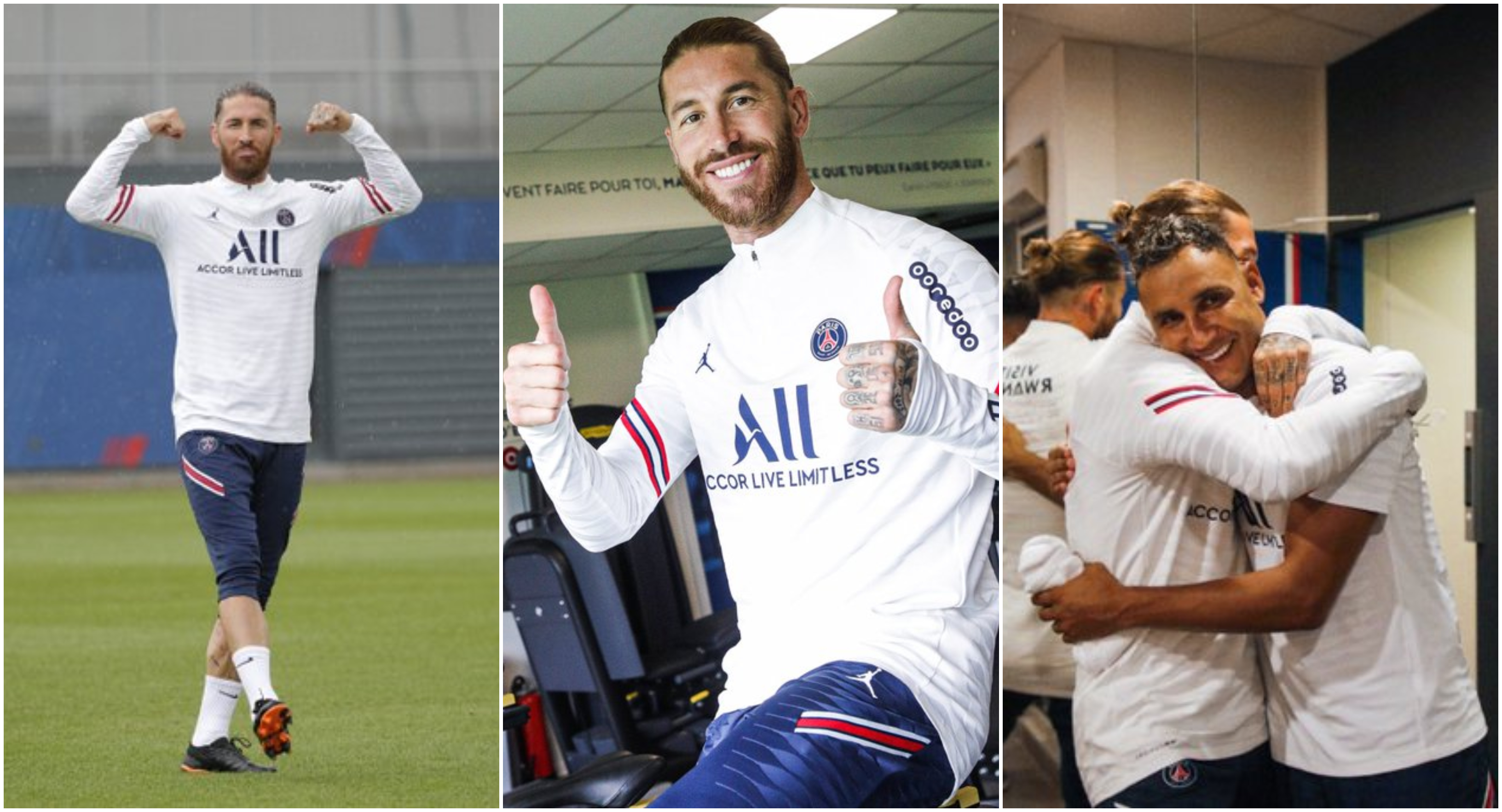 La cuenta oficial del club parisino compartió imágenes del entreno en donde aparece por primera vez Sergio Ramos. Foto @PSG_espanol