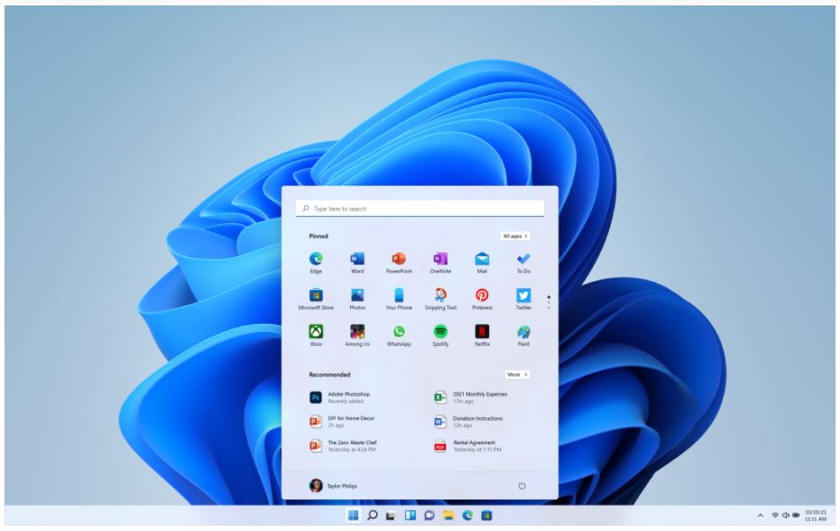 Windows 11 ofrece un diseño innovador, más limpio y ordenado. (Foto Prensa Libre: blogs.windows.com).