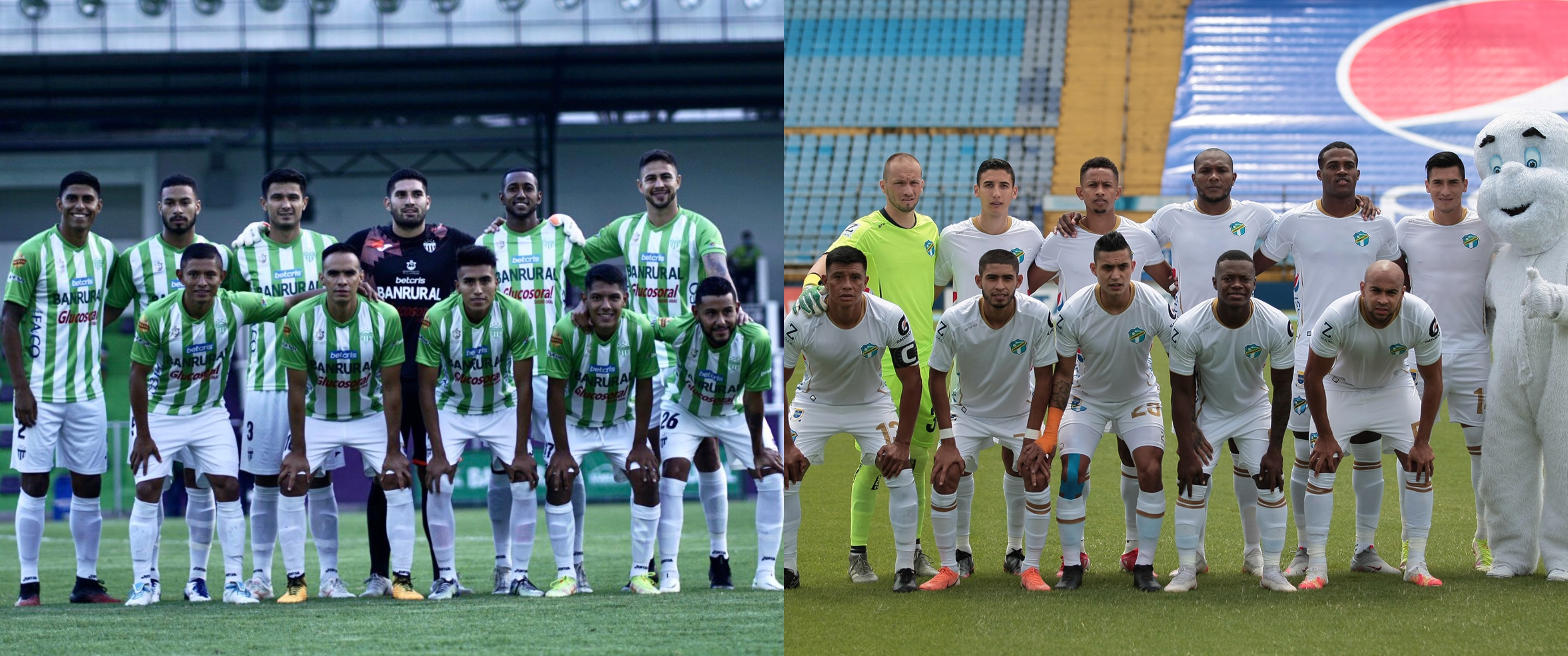 Antigua GFC, segundo del torneo, recibirá al líder Comunicaciones en el estadio Pensativo a las 18 horas. Fotos Antigua GFC y Cremas Oficial