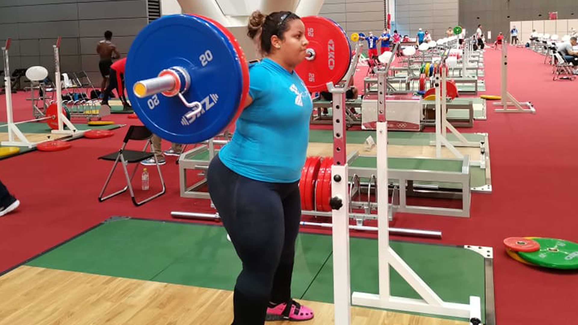 Scarleth Ucelo durante su primer entrenamiento en Japón el pasado 28 de julio. (Foto Prensa Libre: COG Twitter)