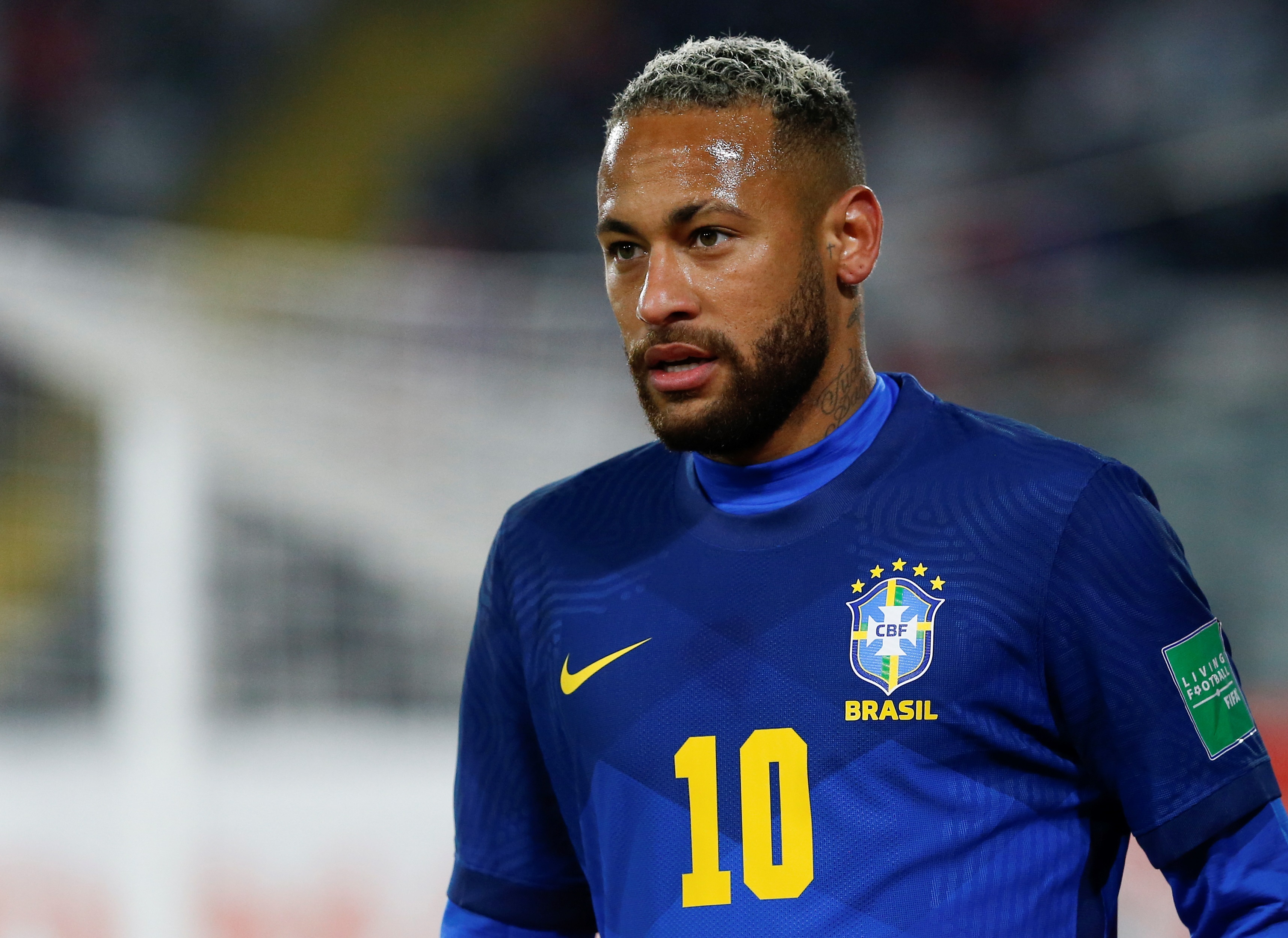 Neymar Jr de Brasil no estará en el juego ante Venezuela de este jueves 7 de octubre. Foto Prensa Libre: EFE. 