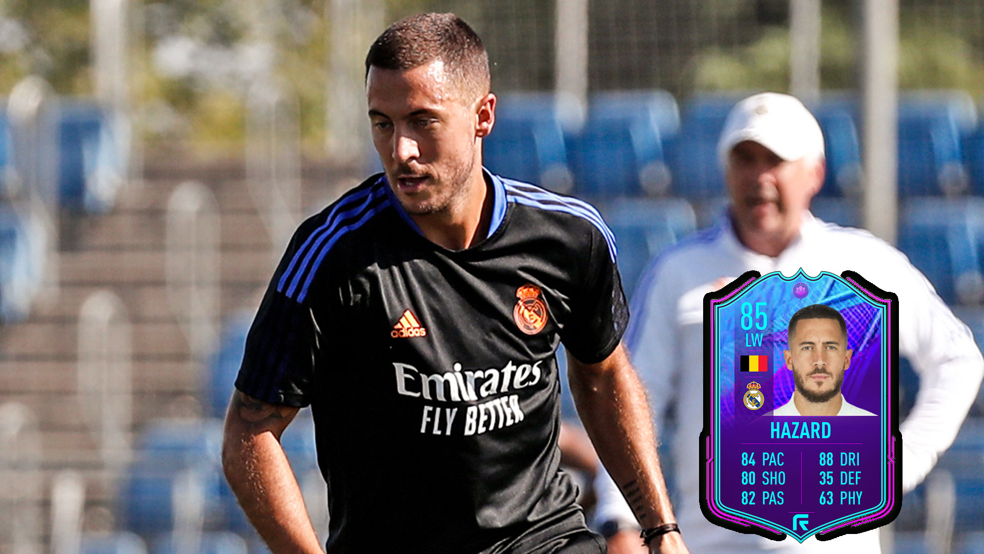 El jugador belga Eden Hazard llegó al Real Madrid la temporada 19-20 procedente del Chelsea inglés. (Foto Prensa Libre: Real Madrid Twitter)