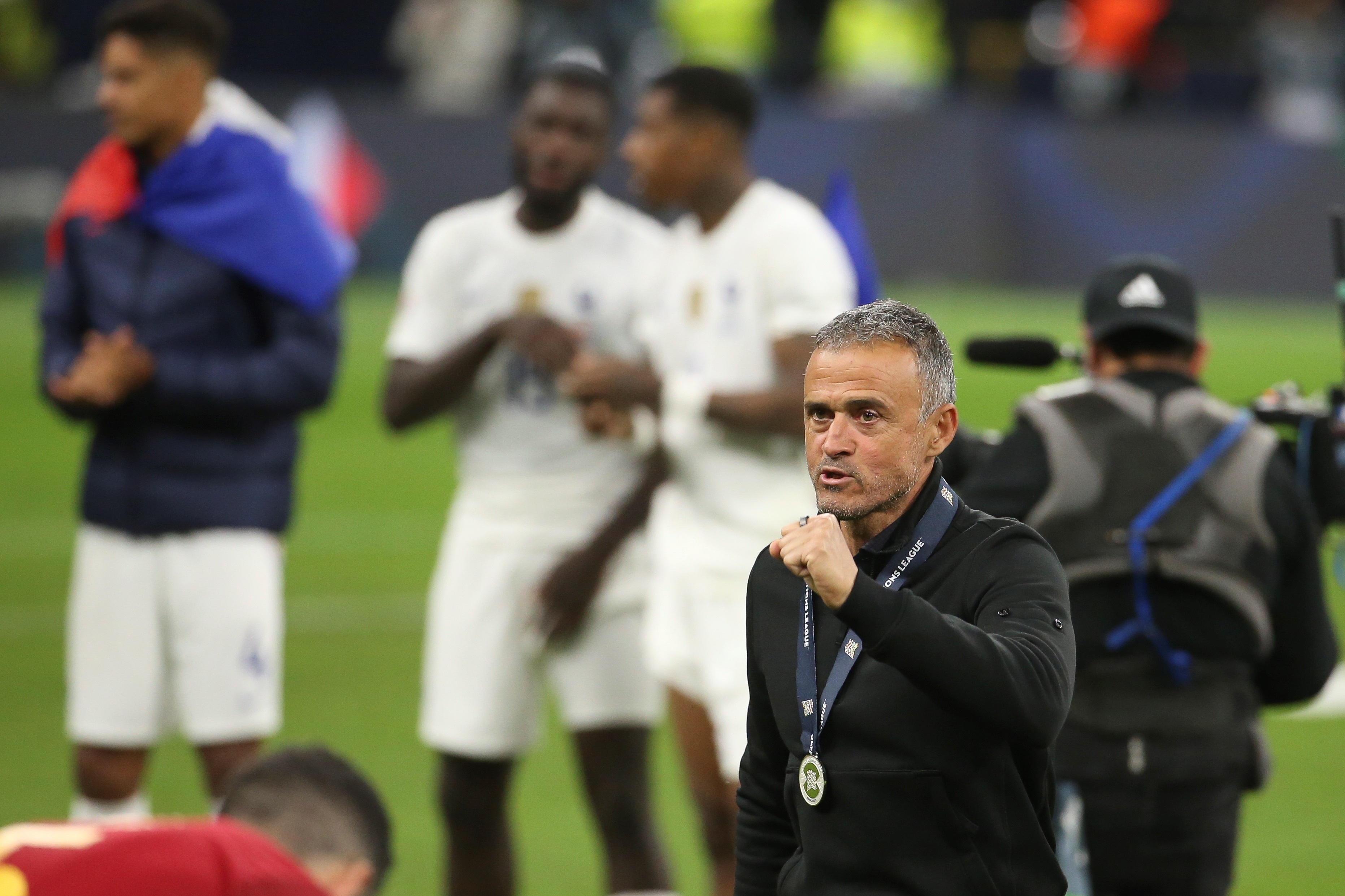 El técnico de España Luis Enrique después de perder la final de la UEFA Nations League ante Francia. (Foto Prensa Libre: EFE)