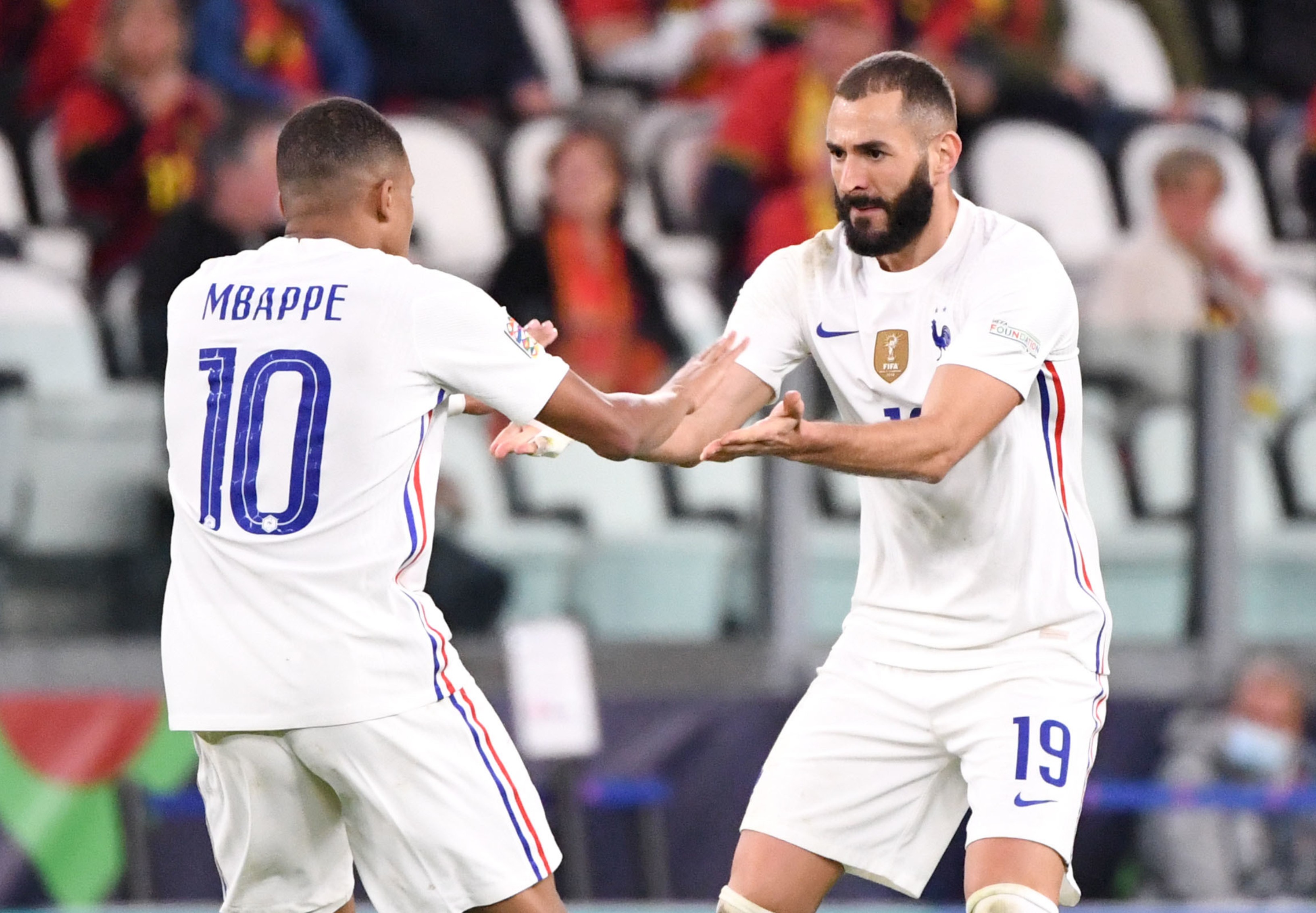 Kylian Mbappé y Karim Benzema fueron piezas clave en la remontada ante Bélgica durante la semifinal de la Liga de Naciones de la Uefa. Ahora jugarán ante España la final. Foto @equipedefrance