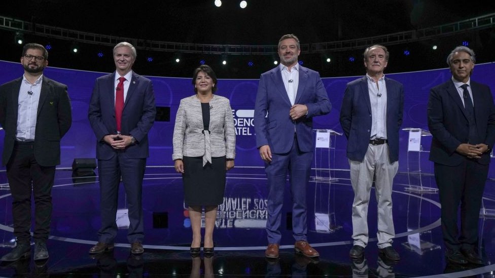 Seis de los siete candidatos que se disputan la presidencia de Chile: Gabriel Boric, José Antonio Kast, Yasna Provoste, Sebastián Sichel, Eduardo Artés y Marco Enríquez-Ominami. Getty Images