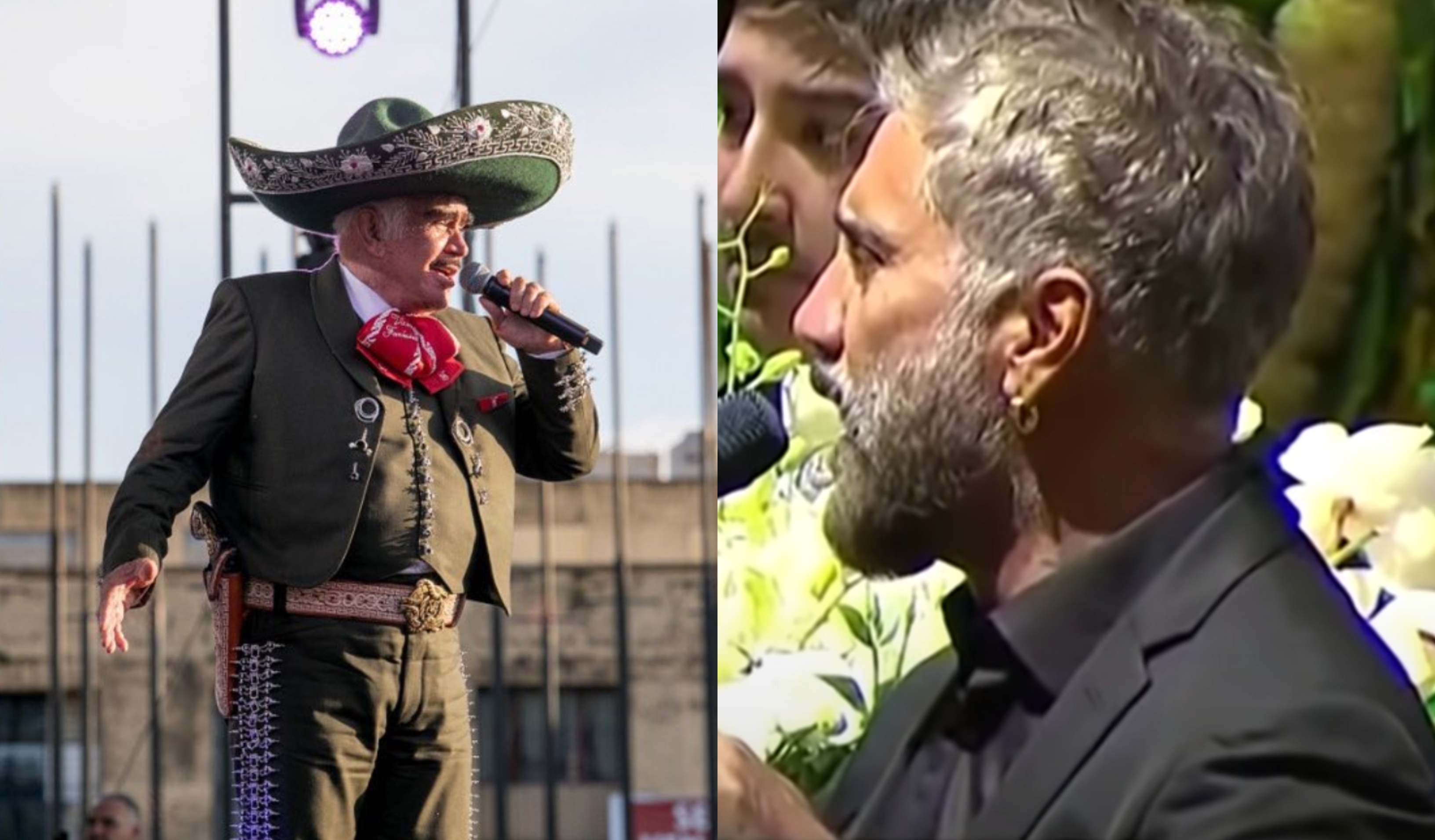 Vicente Fernández fue despedido por su familia y seguidores una ceremonia realizada en Guadalajara. (Foto Prensa Libre: @_vicentefdez/Instagram y JF CiscoVideos/YouTube)