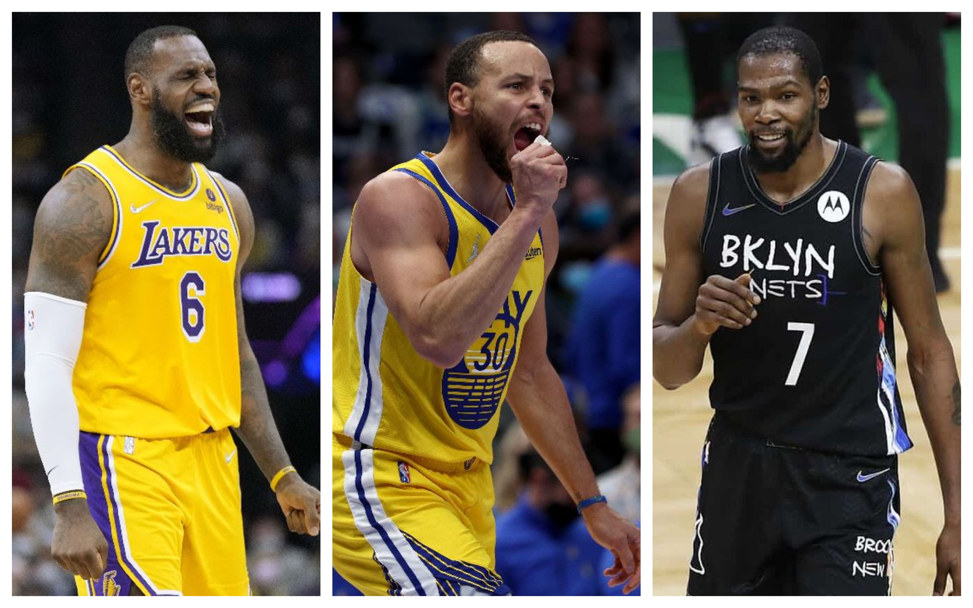 LeBron James, Stephen Curry y Kevin Durant lideran la votación para el Juego de Estrellas de la NBA. (Foto Redes).