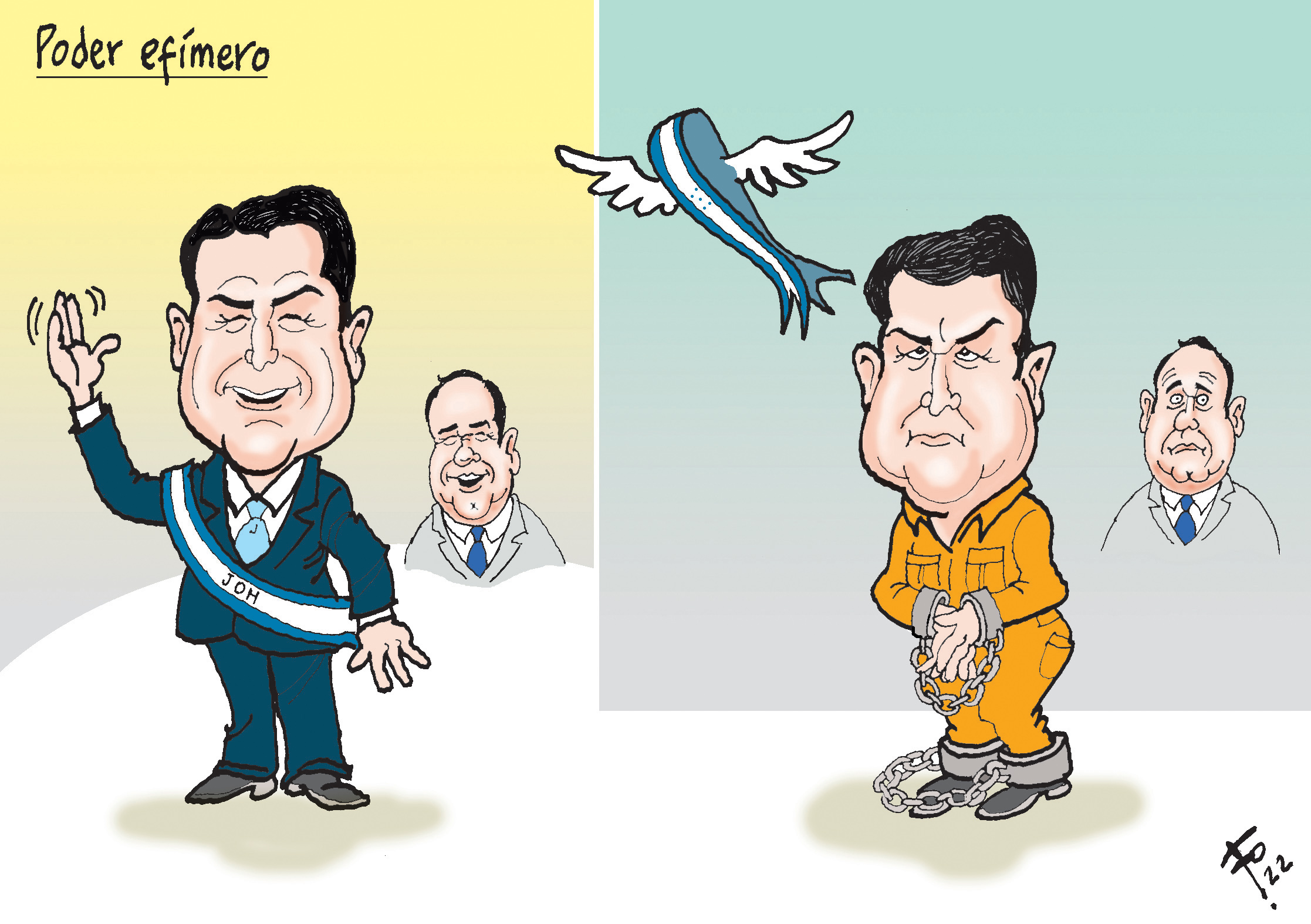 Personajes: Juan Orlando Hernández y Alejandro Giammattei.