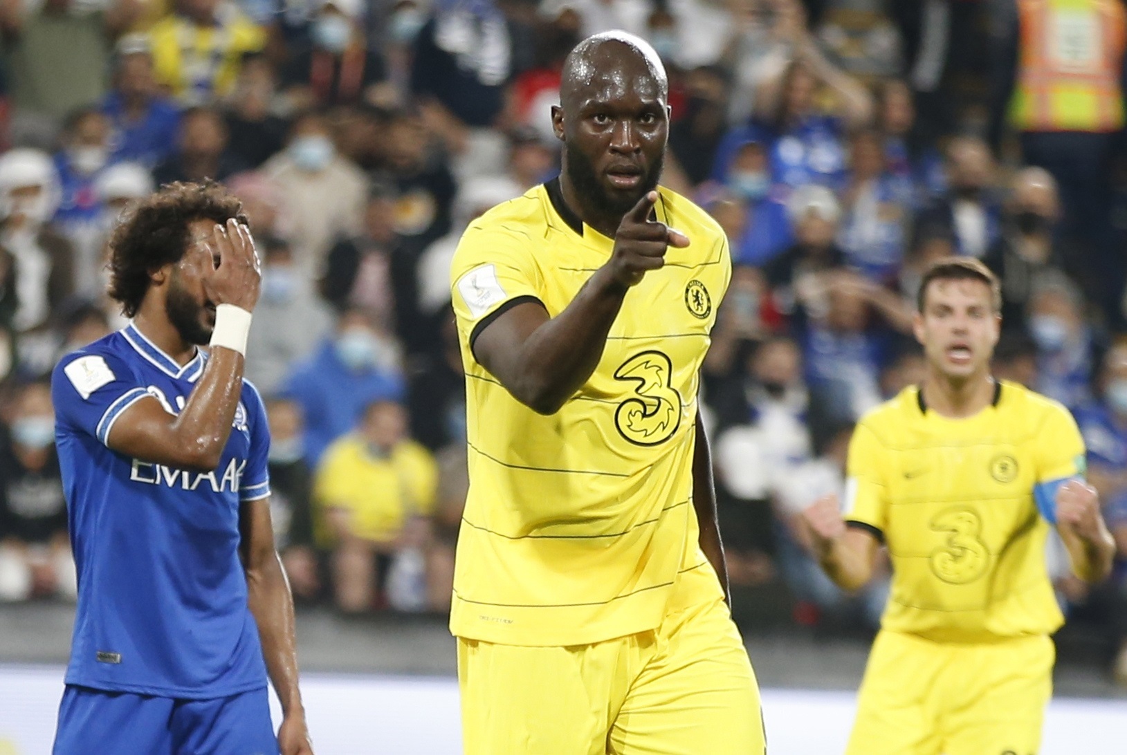 Romelu Lukaku festeja después de marcar el gol del triunfo para el Chelsea. (Foto Prensa Libre: EFE)