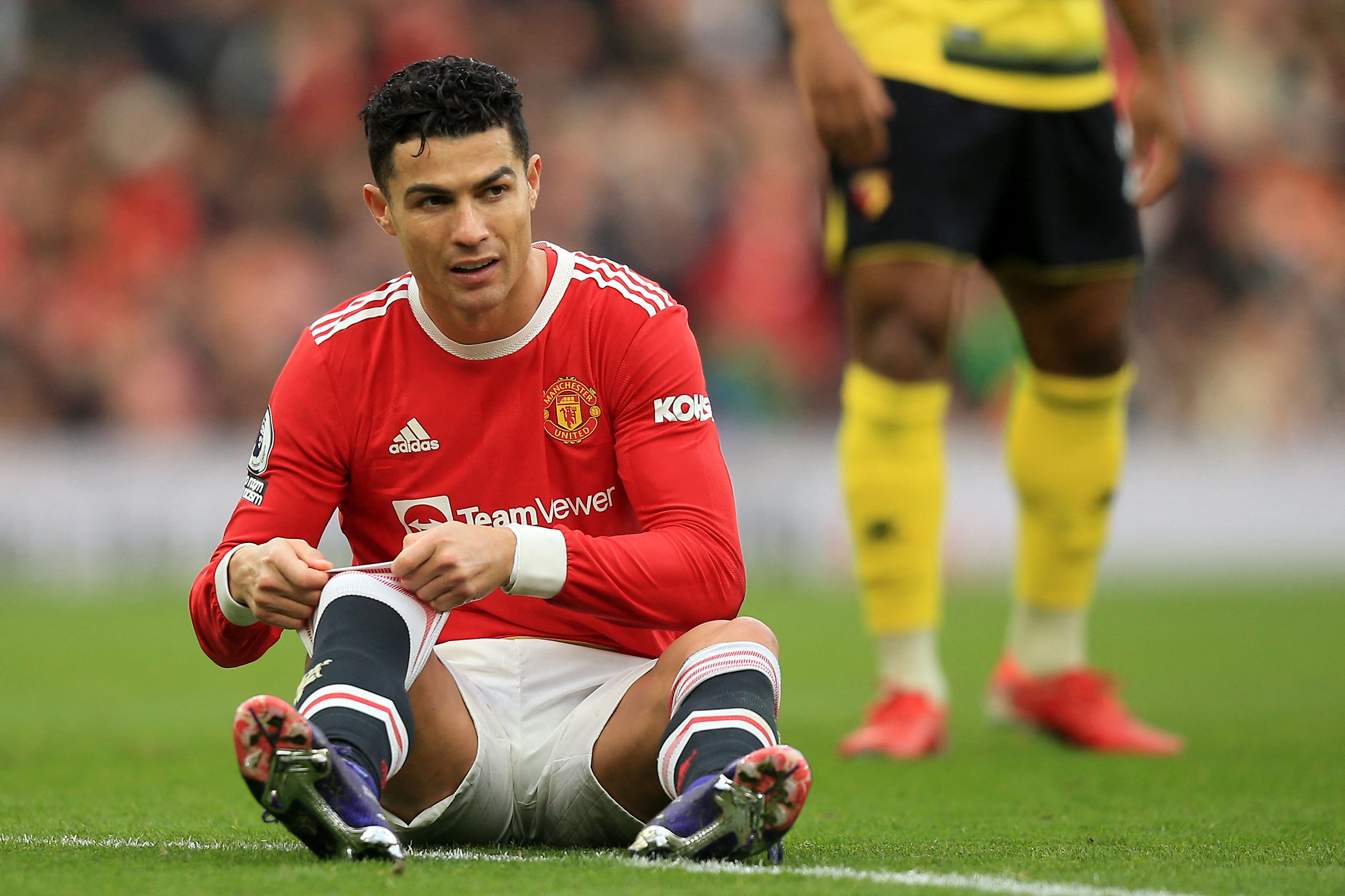 Cristiano Ronaldo no pudo anotar en el partido del Manchester United frente al Watford. (Foto Prensa Libre: AFP).