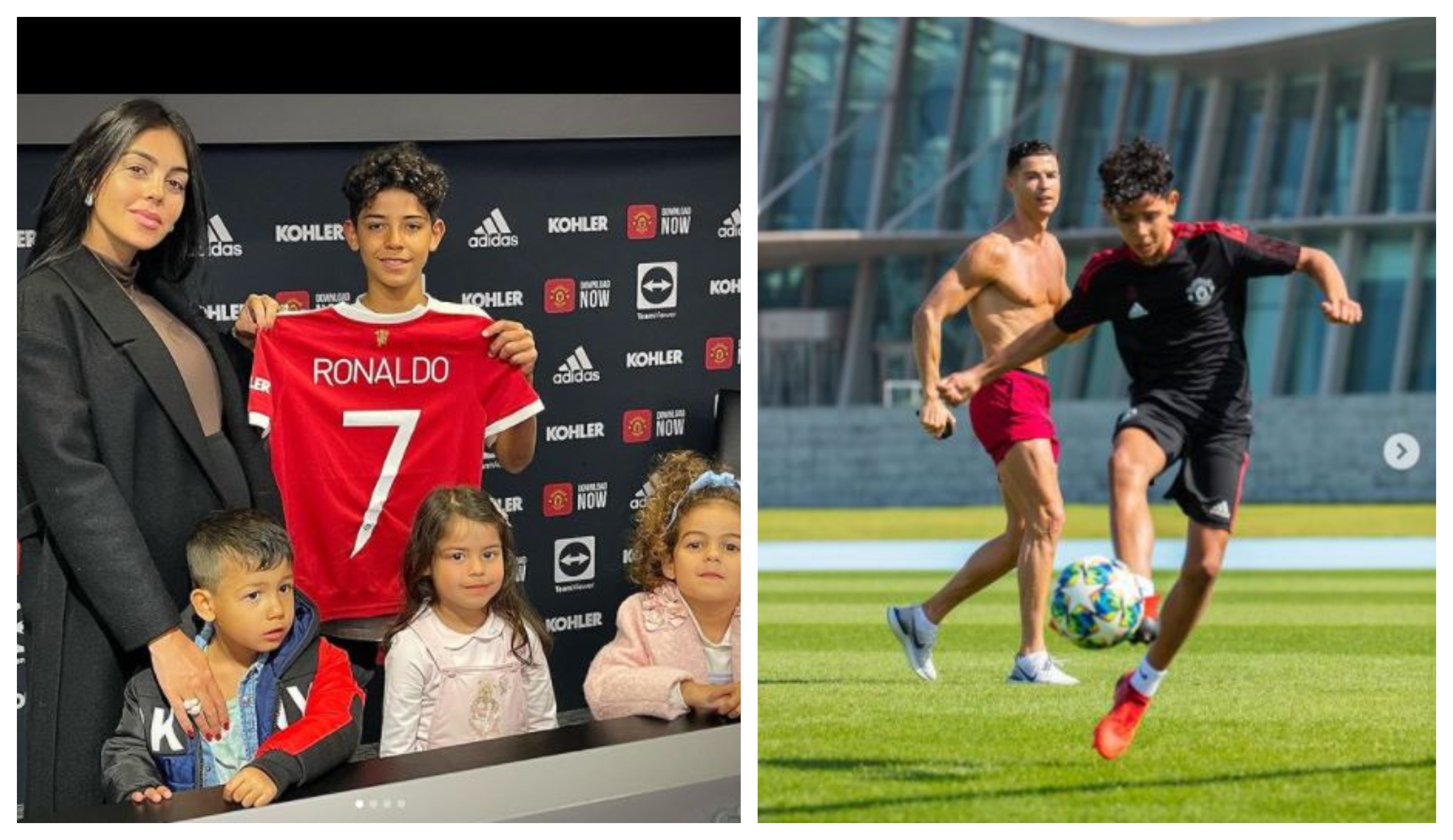 Cristiano Ronaldo Jr. se une a las categorías inferiores del Manchester United. (Foto Prensa Libre: Instagram @georginagio y @cristiano)