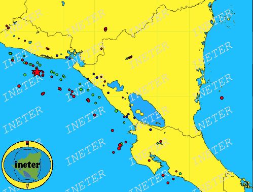 Imagen sísmica de los temblores que han ocurrido en las últimas horas. (Foto Prensa Libre: Instituto Nicaragüense de Estudios Territoriales) 