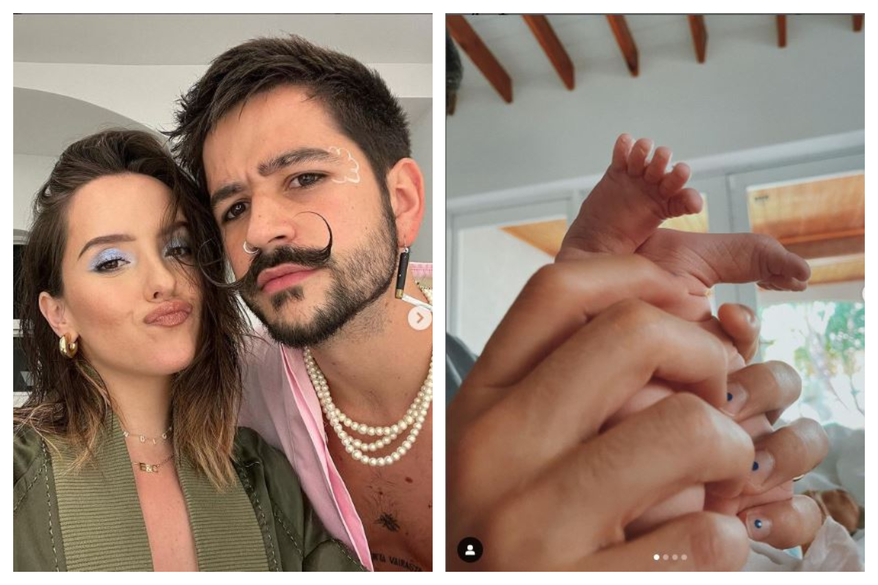 Índigo, la primera hija de Camilo y Evaluna, nació el pasado 6 de abril. (Foto Prensa Libre: Instagram @Camilo @Evaluna).