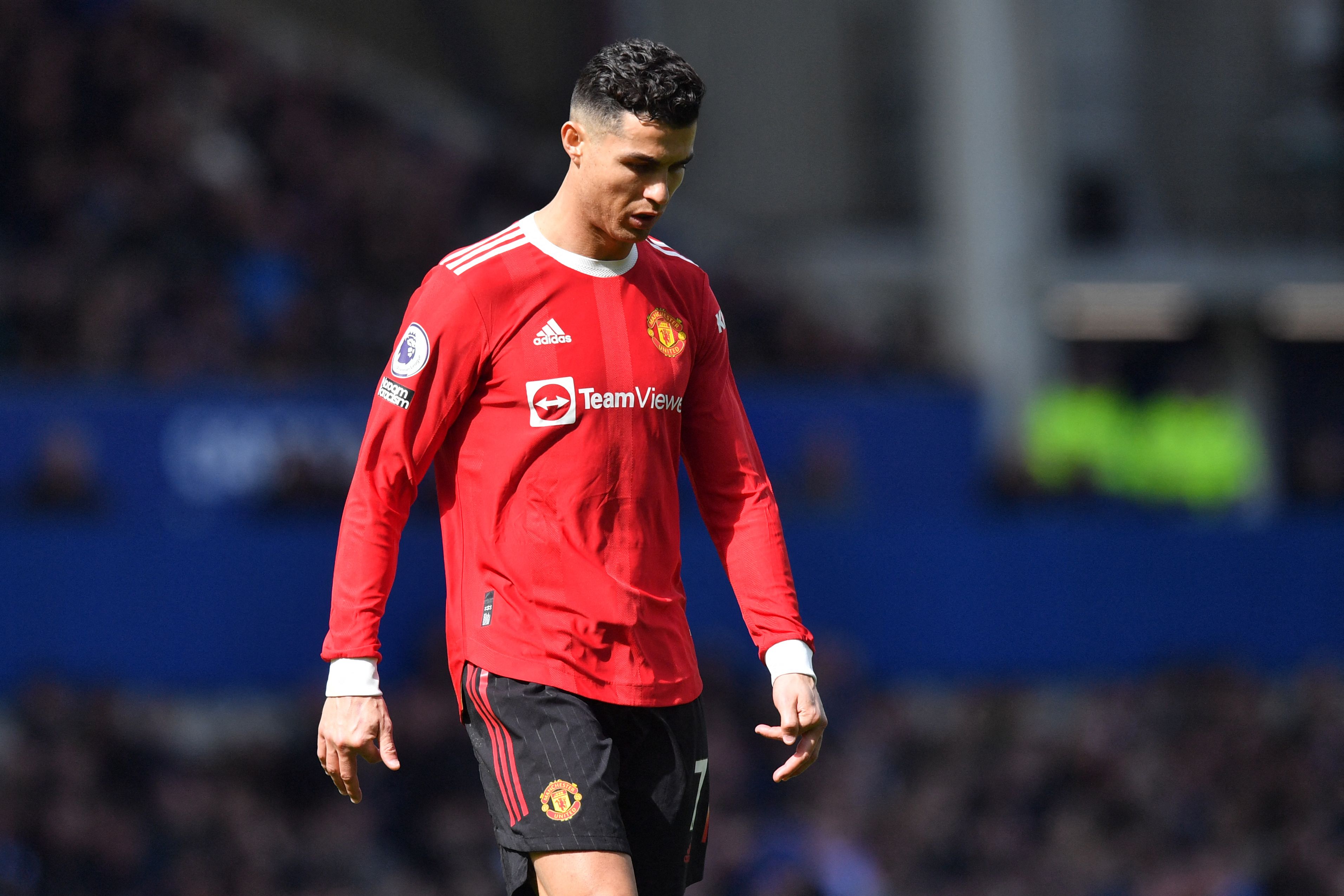 Cristiano Ronaldo, durante el duelo contra el Everton. (Foto Prensa Libre: AFP)