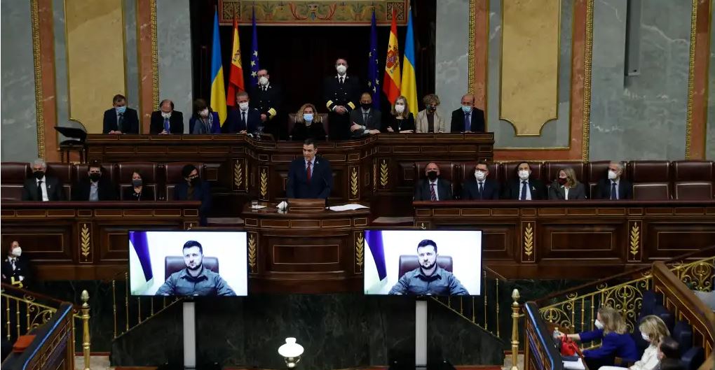 Intervención de Zelenski ante la ONU este martes. (Foto Prensa Libre: EFE)