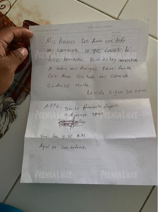 CARTA DE SUPUESTO ASESINO