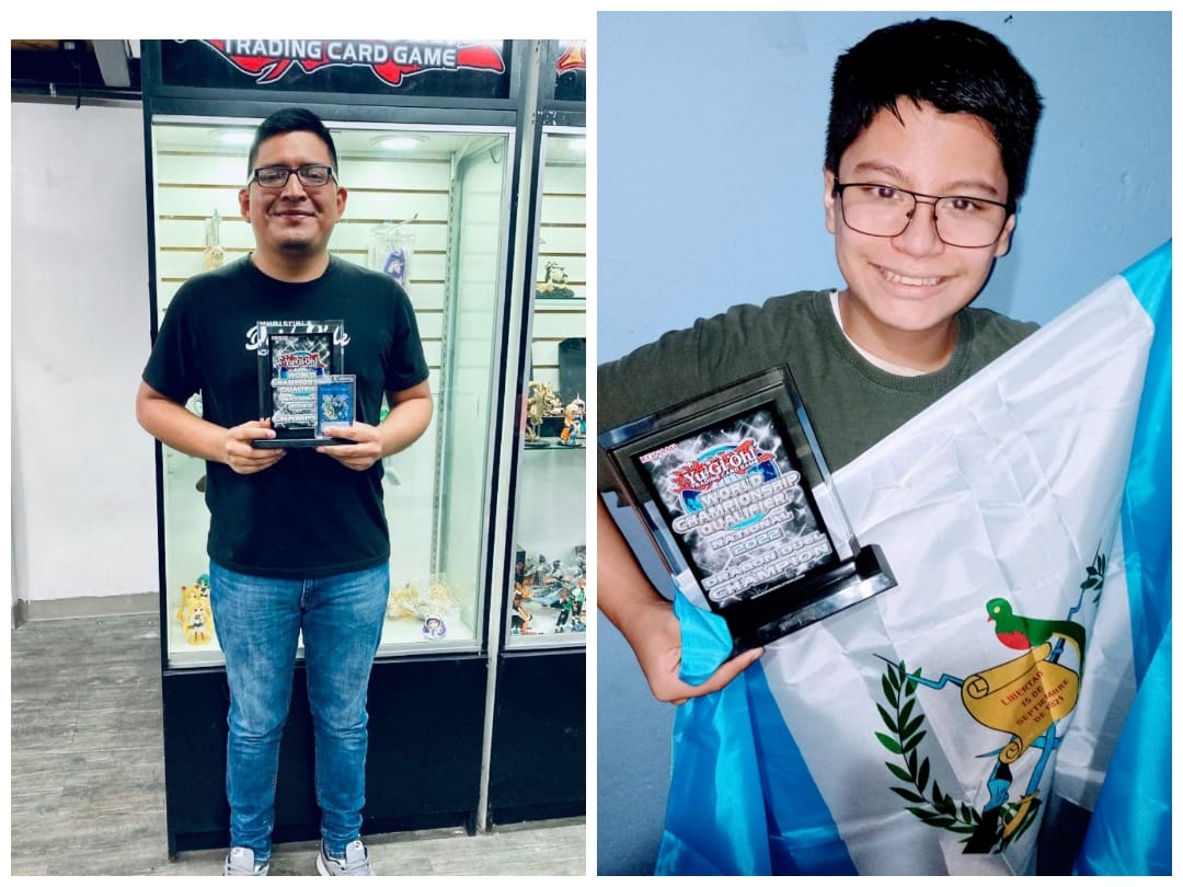 Luis Fernando Padilla e Ian Barrios, campeones nacionales en Yu Gi Oh. (Foto Prensa Libre: cortesía)