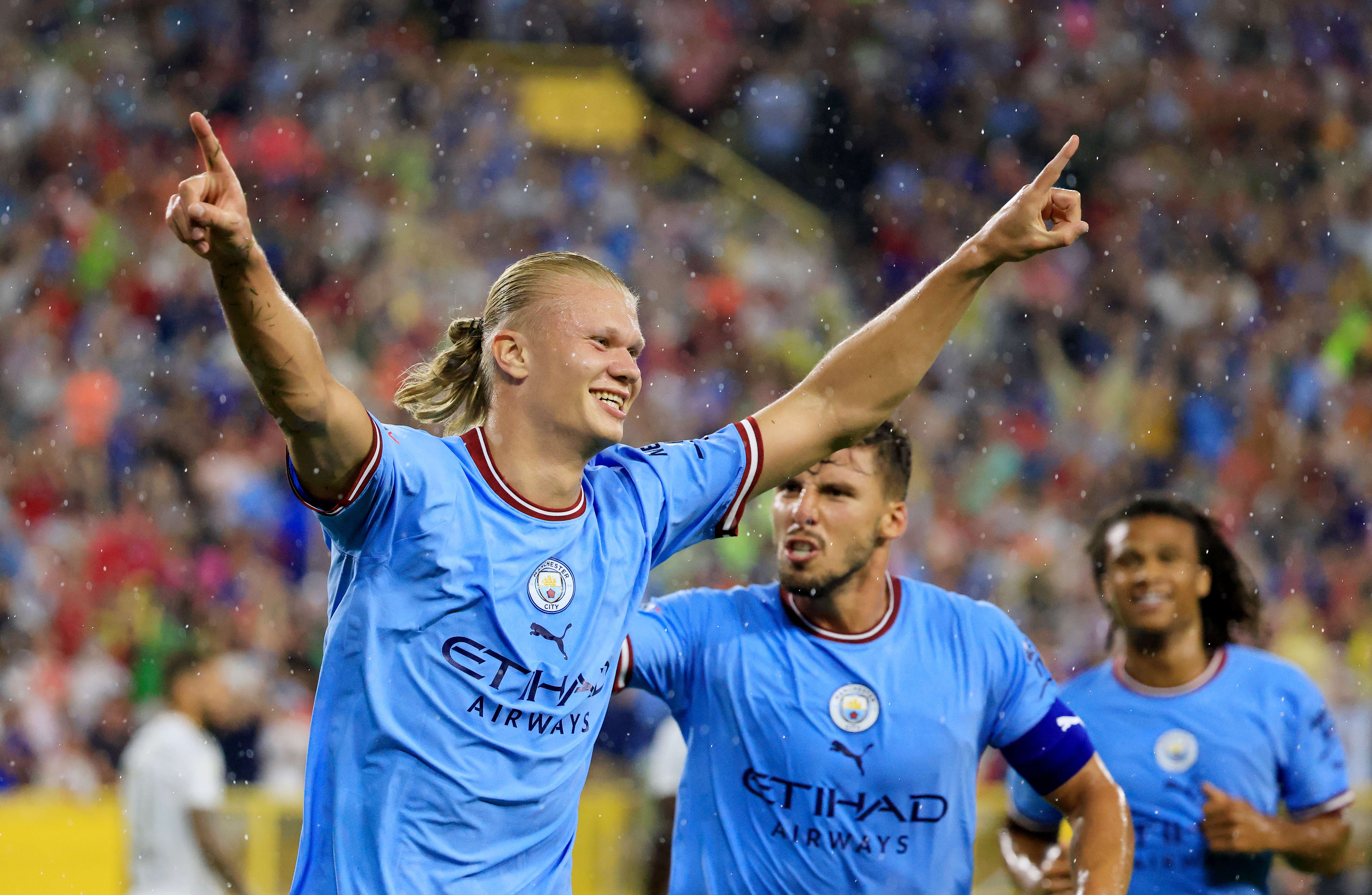 Erling Haaland marcó el gol que le dio la victoria al City en el amistoso contra el Bayern Múnich. (Foto Prensa Libre: AFP).