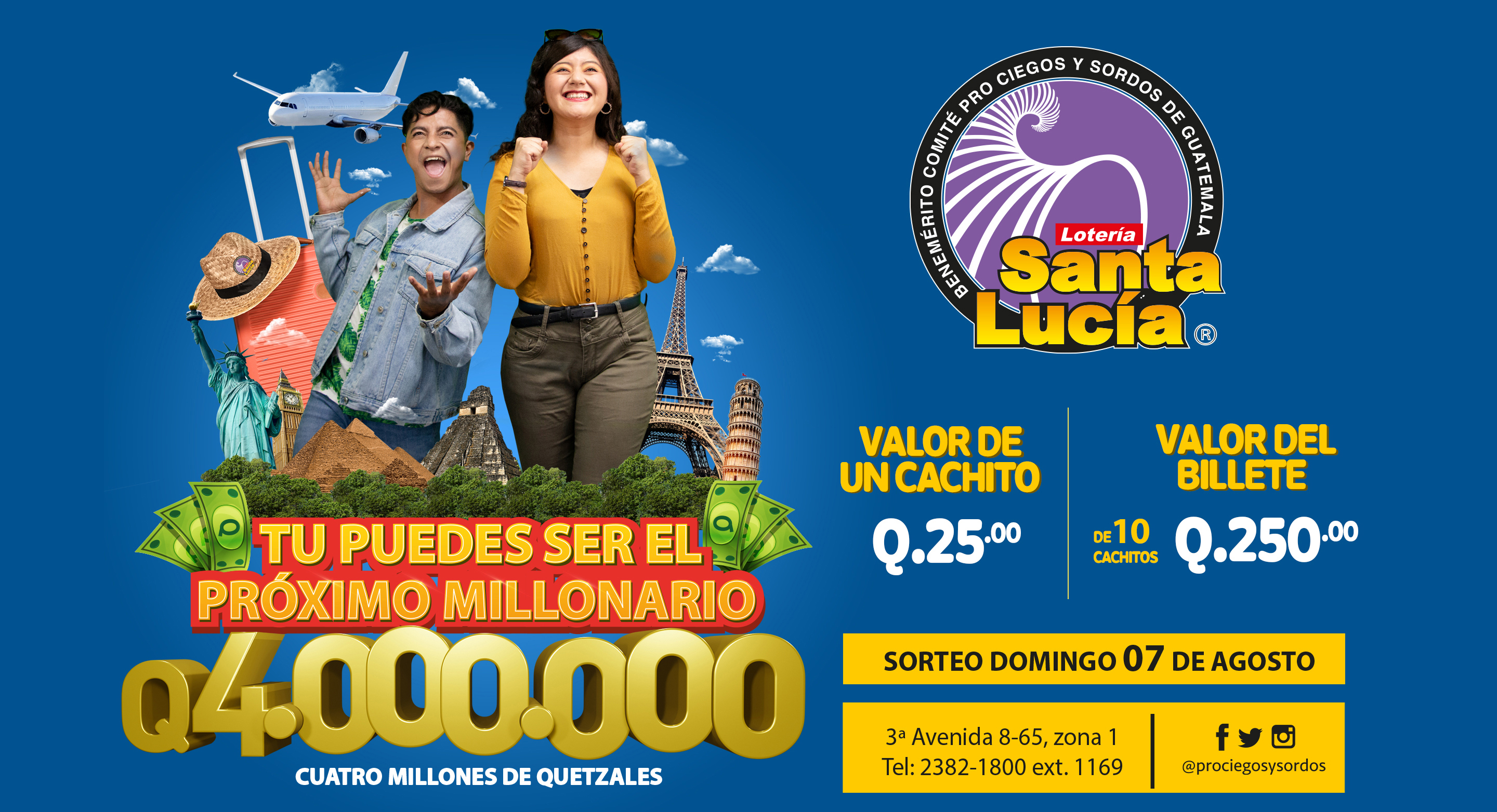 Un nuevo millonario se conocerá el próximo 7 de agosto en el sorteo extraordinario. Foto Prensa Libre: Cortesía