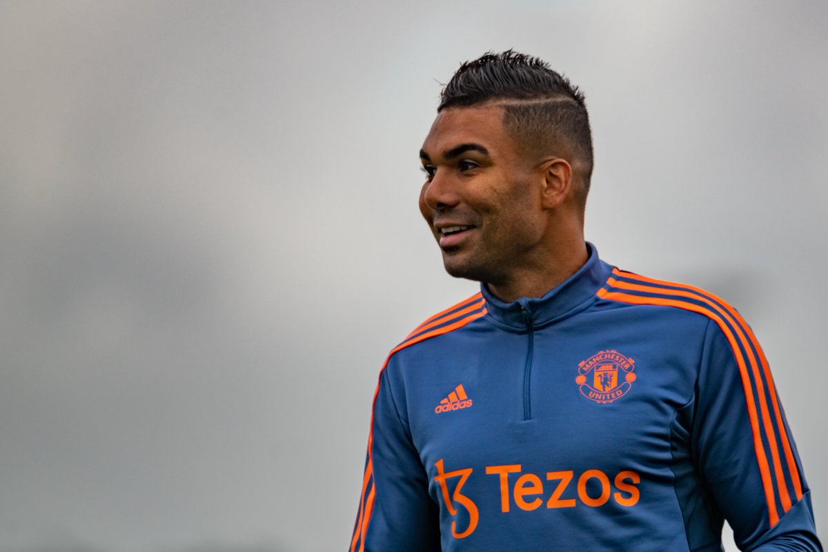 Casemiro, durante su primer entrenamiento con el United. (Foto Prensa Libre: @ManUtd)