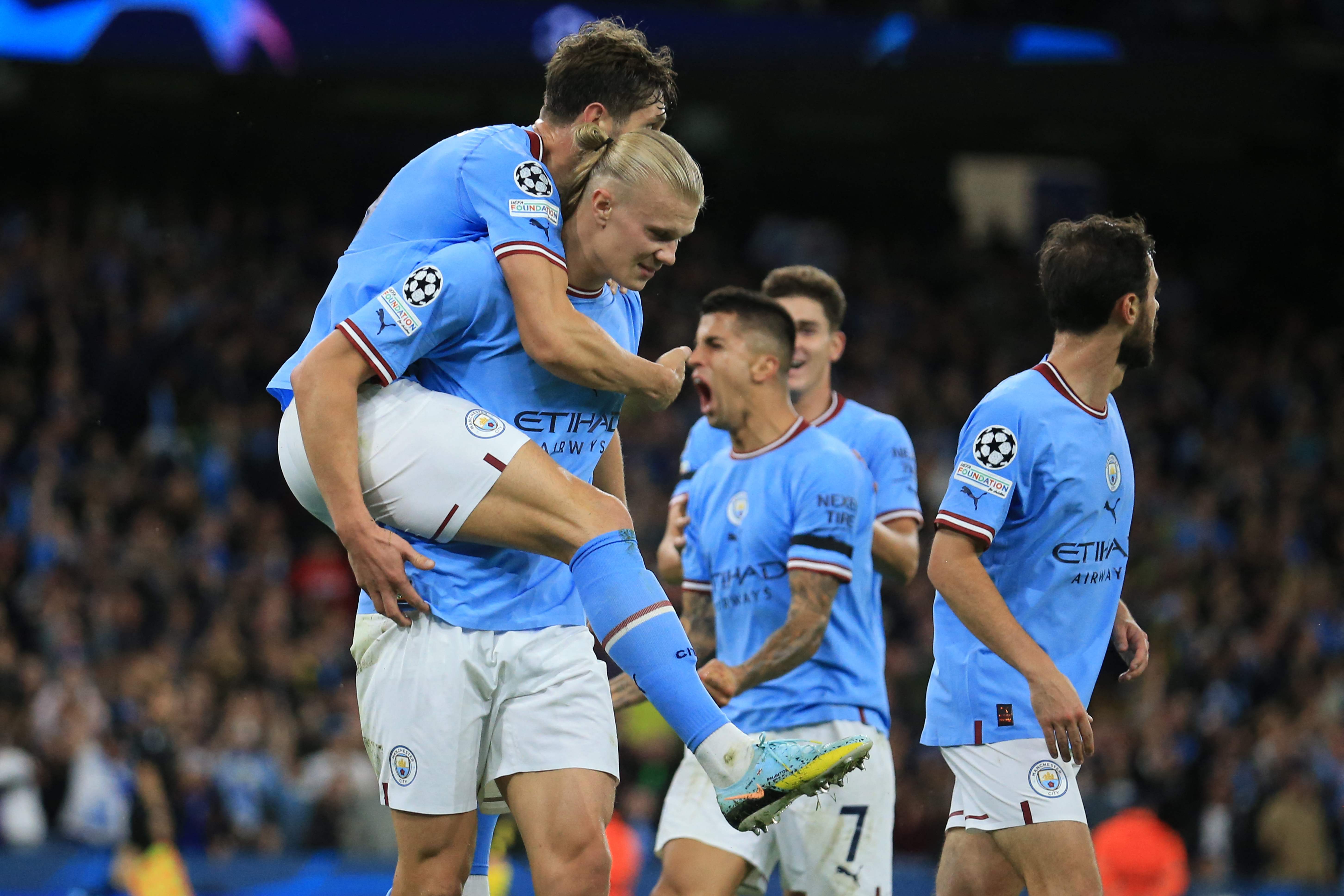 Haaland sigue imparable y no se cansa de anotar goles en este inicio de temporada con el City, (Foto Prensa Libre: AFP)